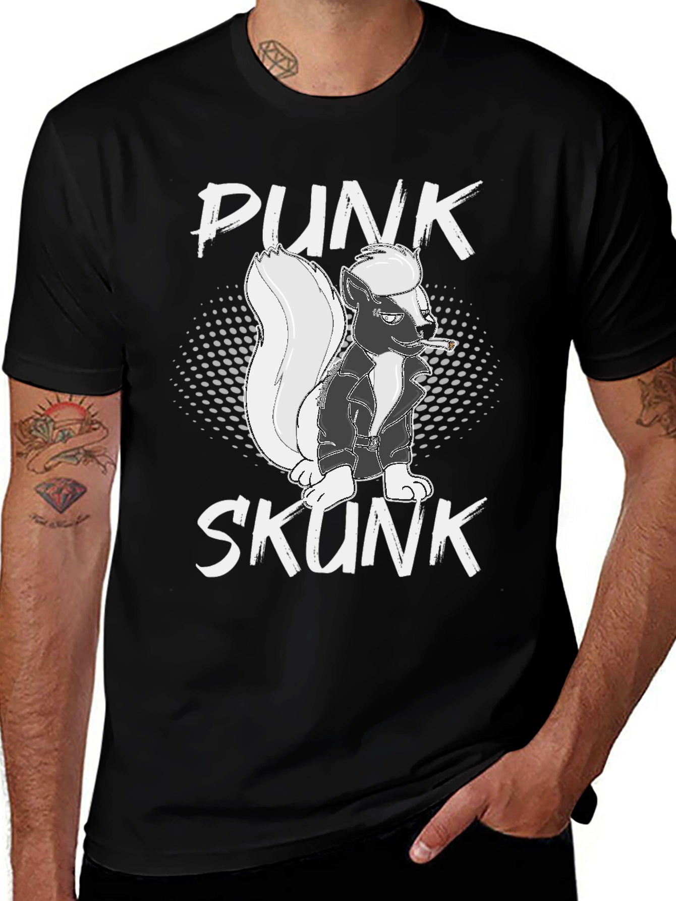Variant 25 of Punk Skunk Graphic Tee - Black Cotton T-Shirt