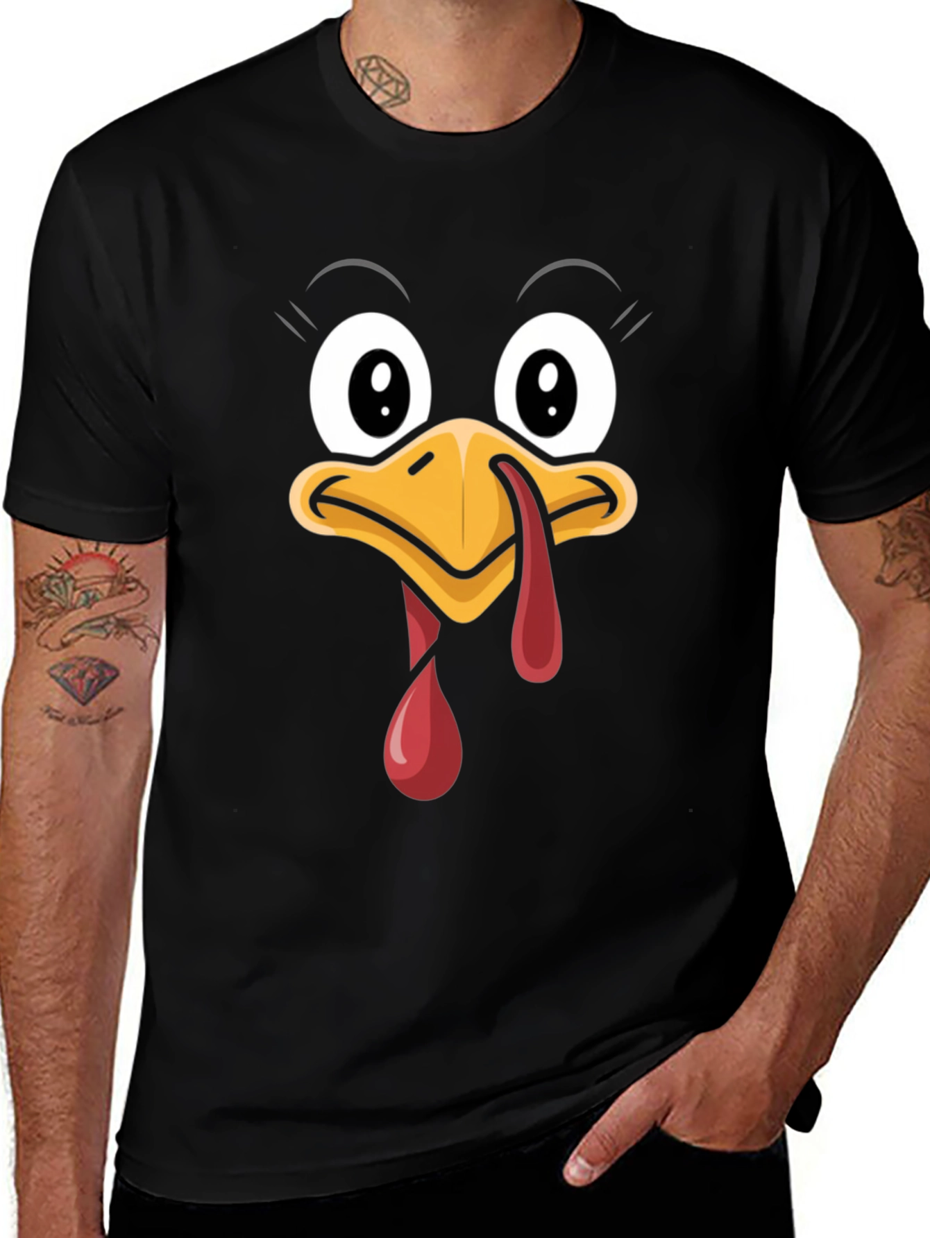 Variant 15 of Funny Thanksgiving Turkey Face Graphic Tee