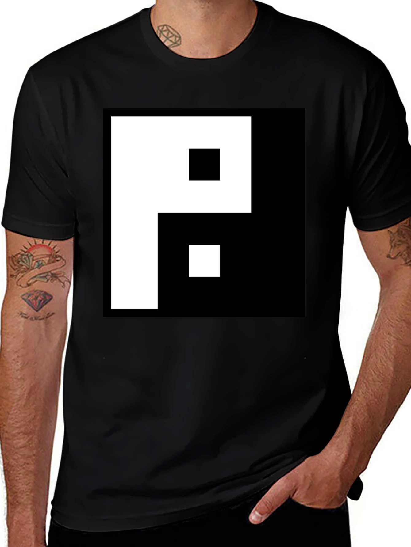 Variant 8 of Black Graphic Tee - Pixelated P Design