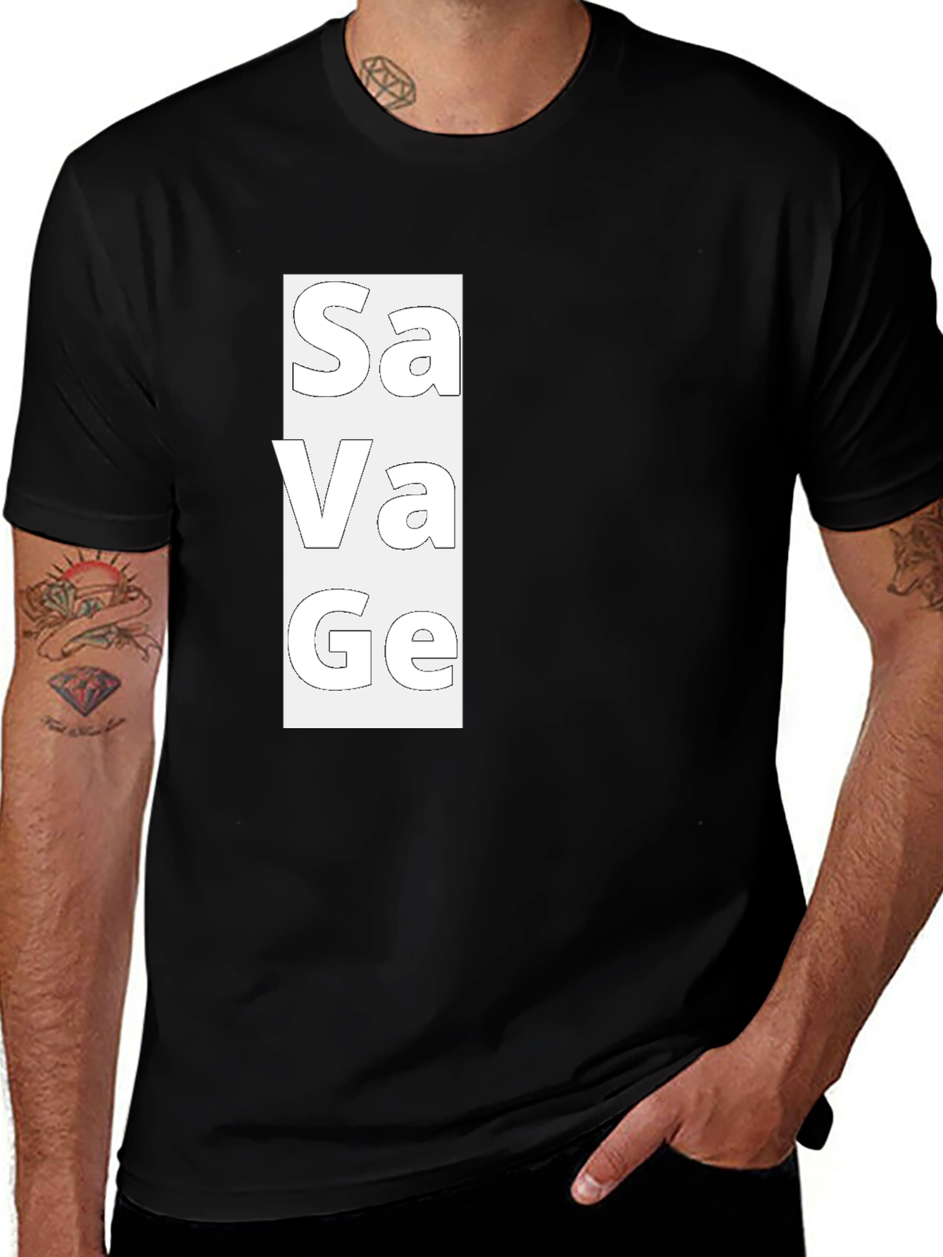 Variant 16 of Savage Graphic Print Men's Black T-Shirt