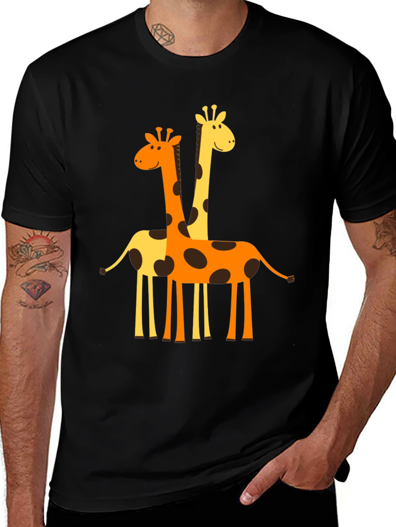 Variant 22 of Giraffe Graphic Tee - Men's Black Crew Neck T-Shirt