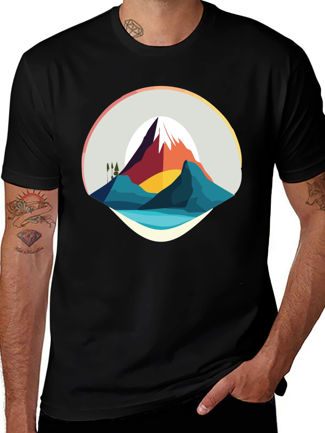 Variant 9 of Mountain Graphic Black T-Shirt
