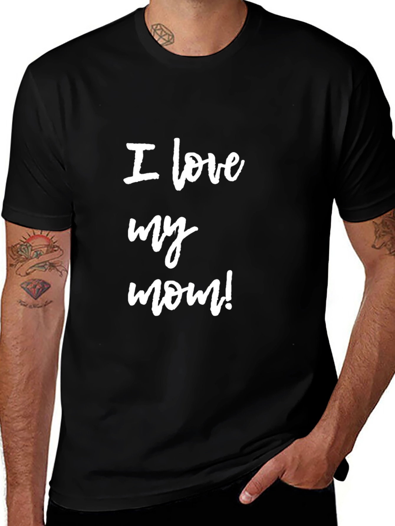 Black I Love My Mom T-Shirt - Black Cotton Blend main image
