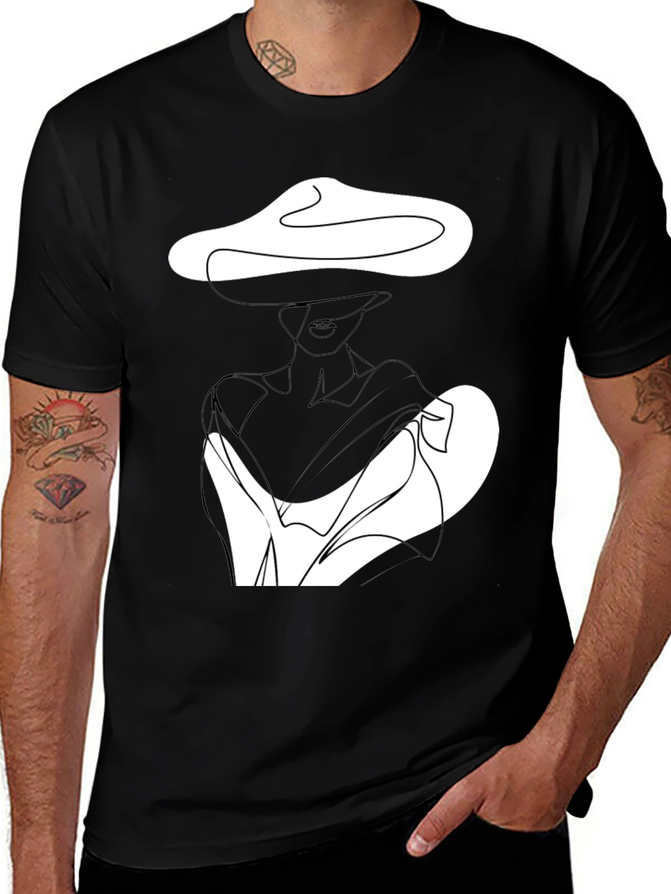 Variant 24 of Elegant Woman Line Art Black T-Shirt