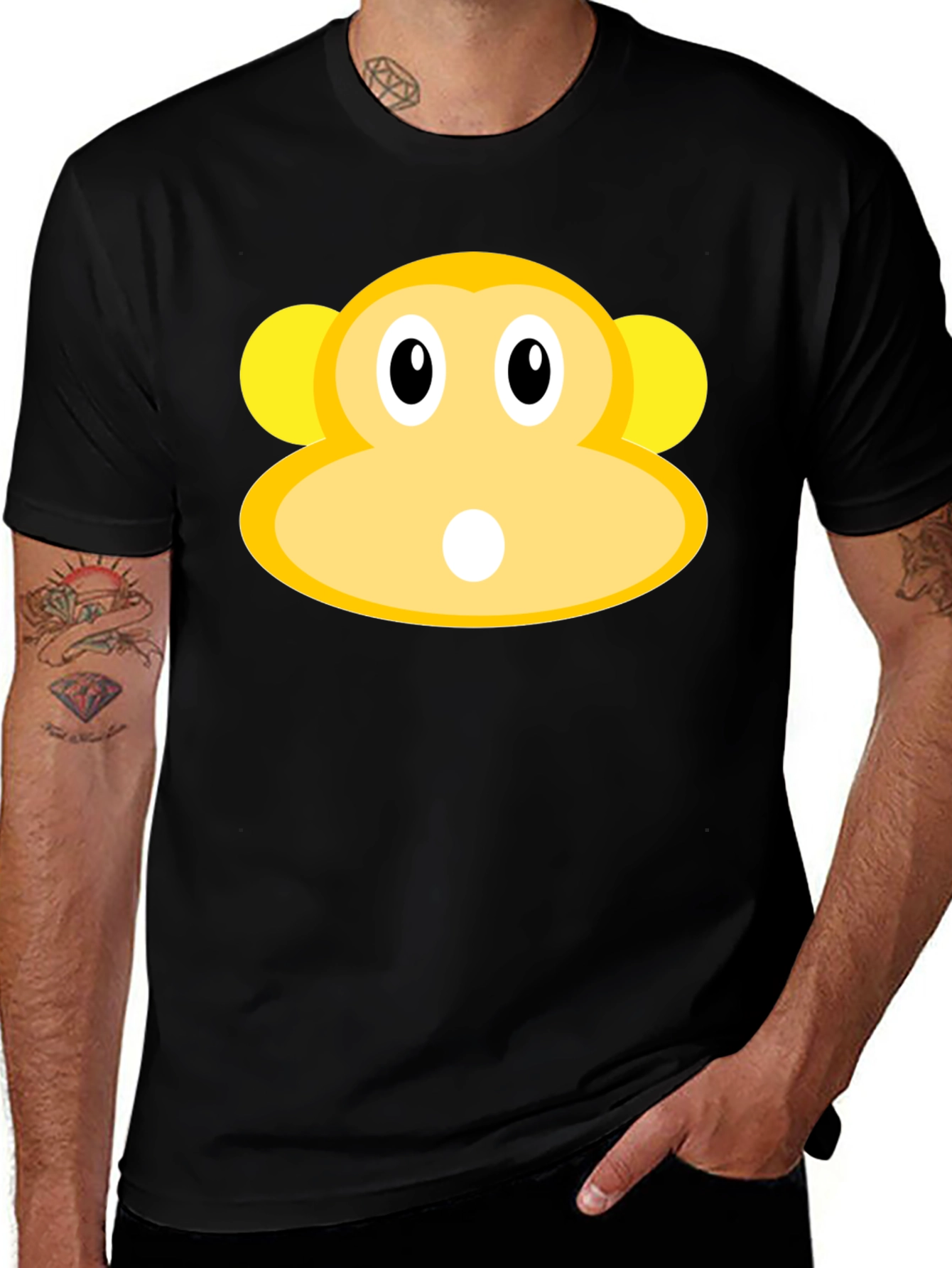 Variant 8 of Monkey Face Graphic Tee - Black T-Shirt