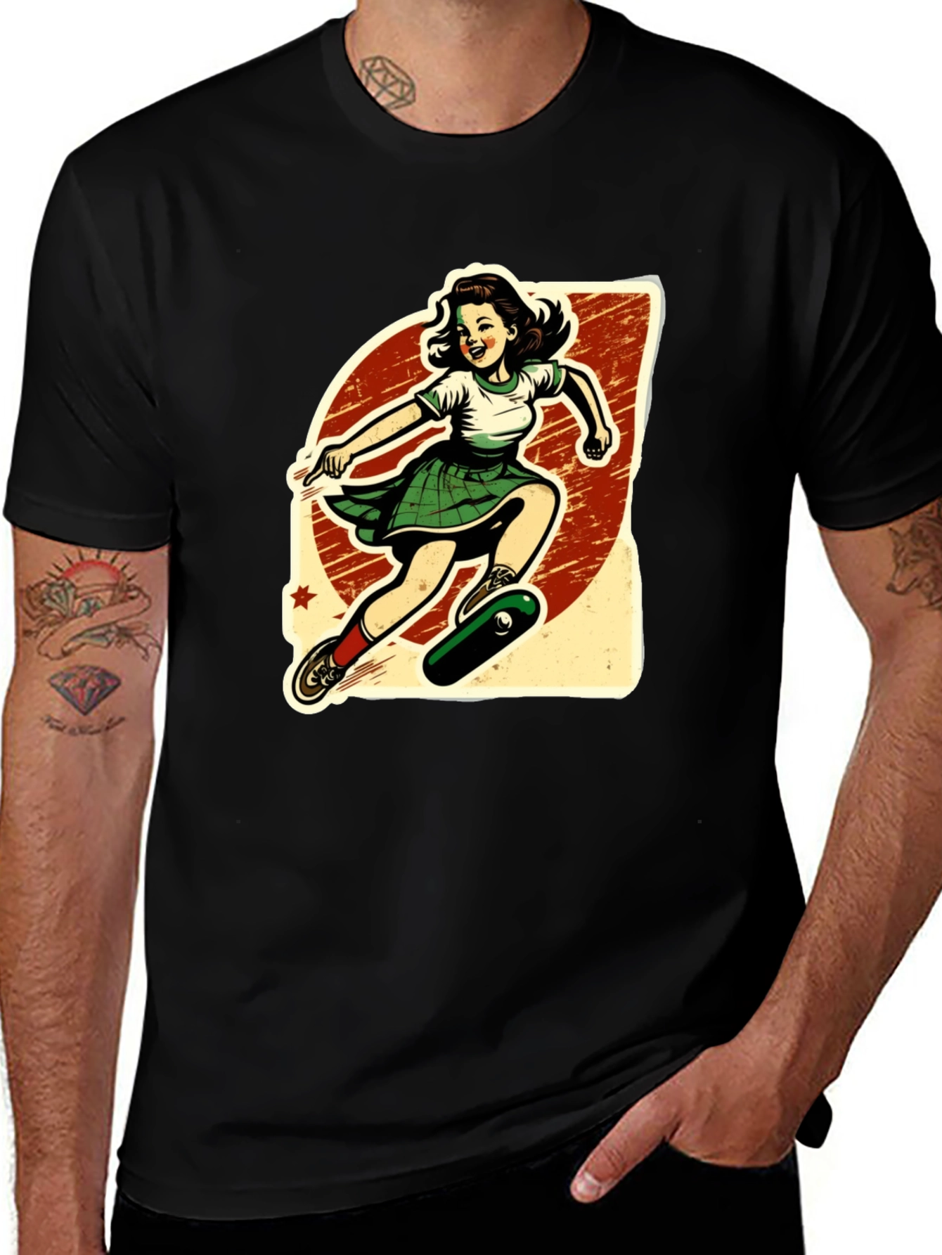 Variant 23 of Retro Skater Girl Graphic Tee - Cool Casual Style