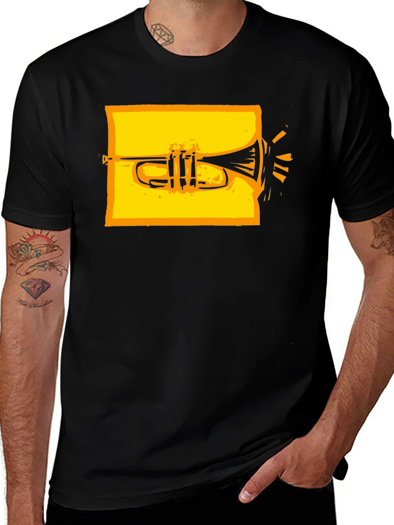 Variant 12 of Black Trumpet Graphic Tee - Musical Instrument T-Shirt