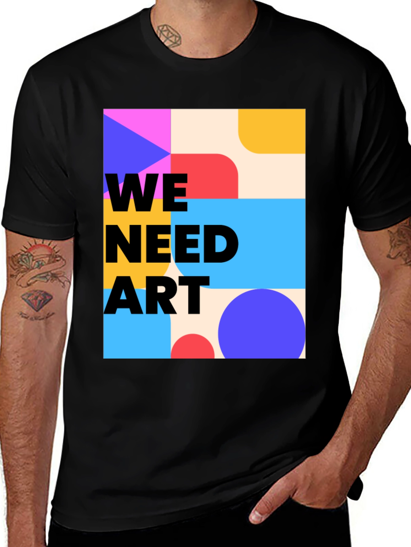 Variant 3 of We Need Art Graphic Tee - Modern Abstract Design