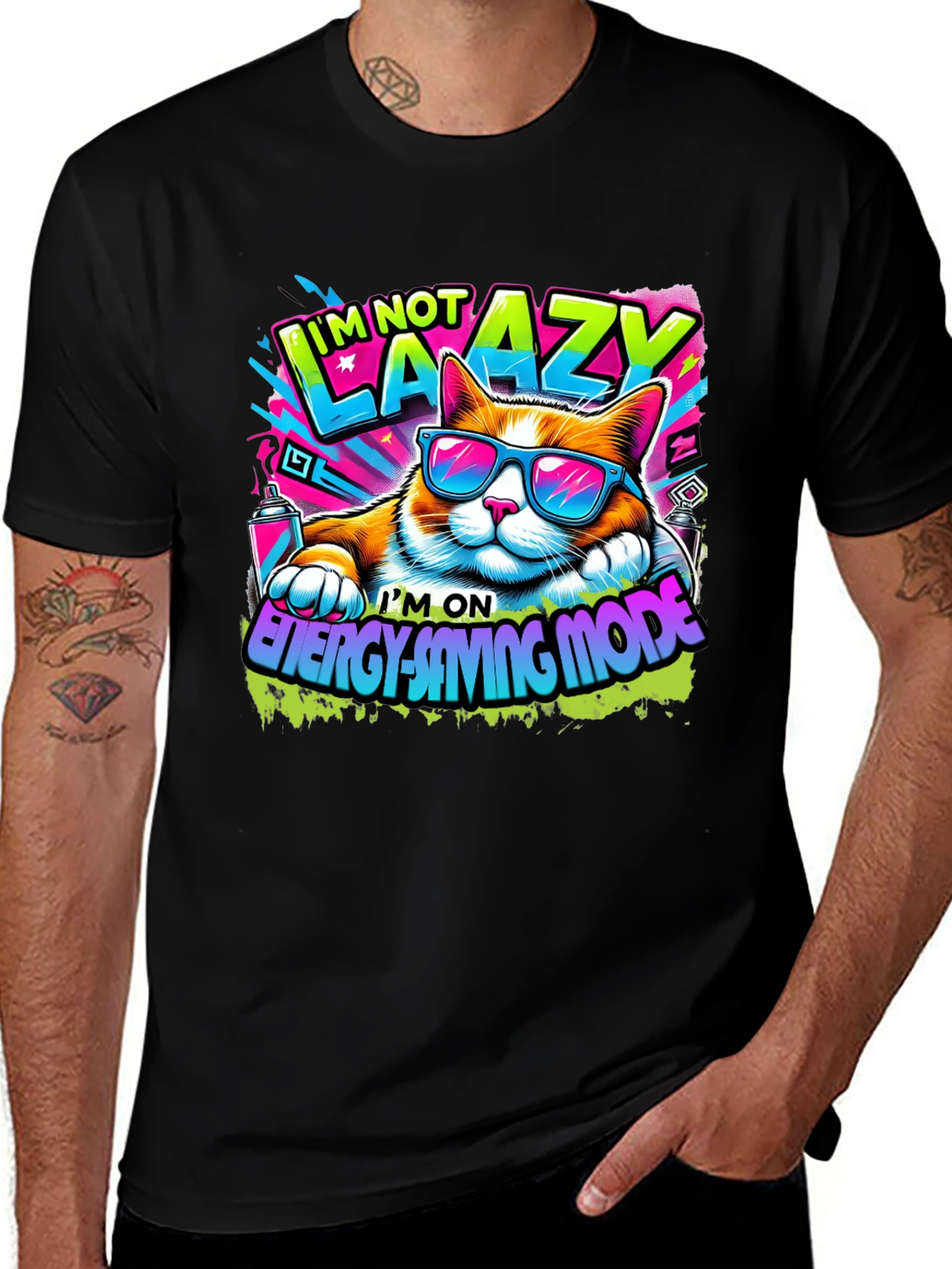 Variant 5 of I'm Not Lazy Cat T-Shirt - Energy Saving Mode!
