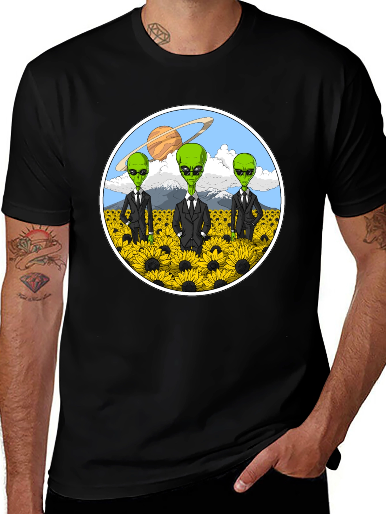 Variant 23 of Alien Sunflower Field Graphic T-Shirt