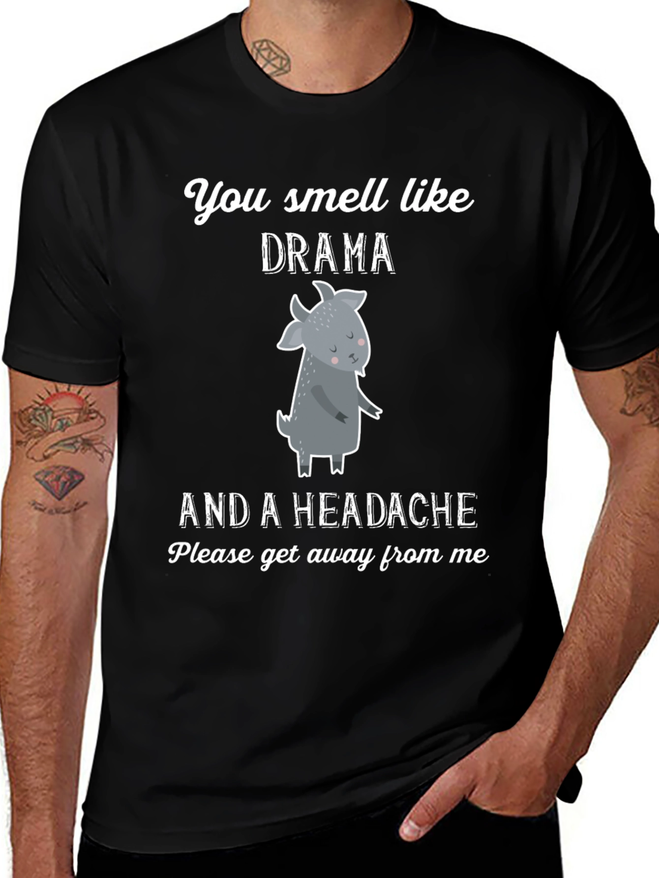 Variant 3 of Drama Goat T-Shirt - You Smell Like Drama