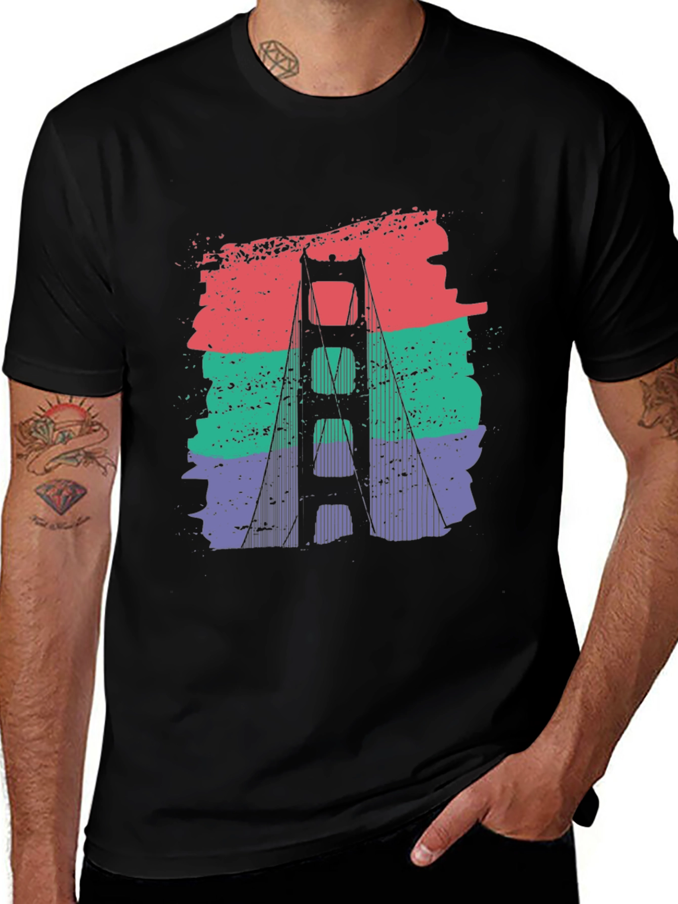 Variant 12 of Golden Gate Bridge Retro Graphic T-Shirt