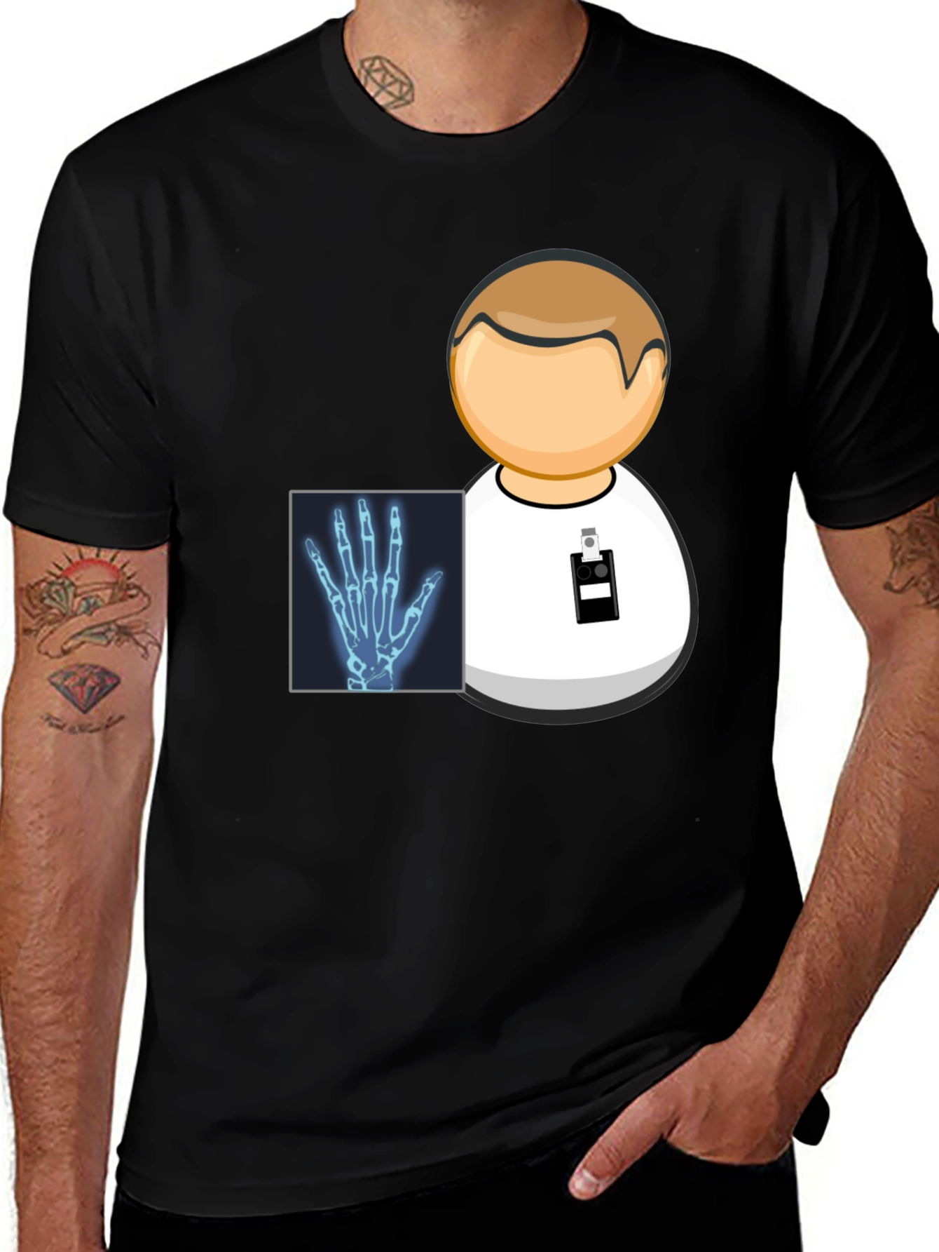 Variant 5 of Doctor X-Ray Hand Graphic Black T-Shirt