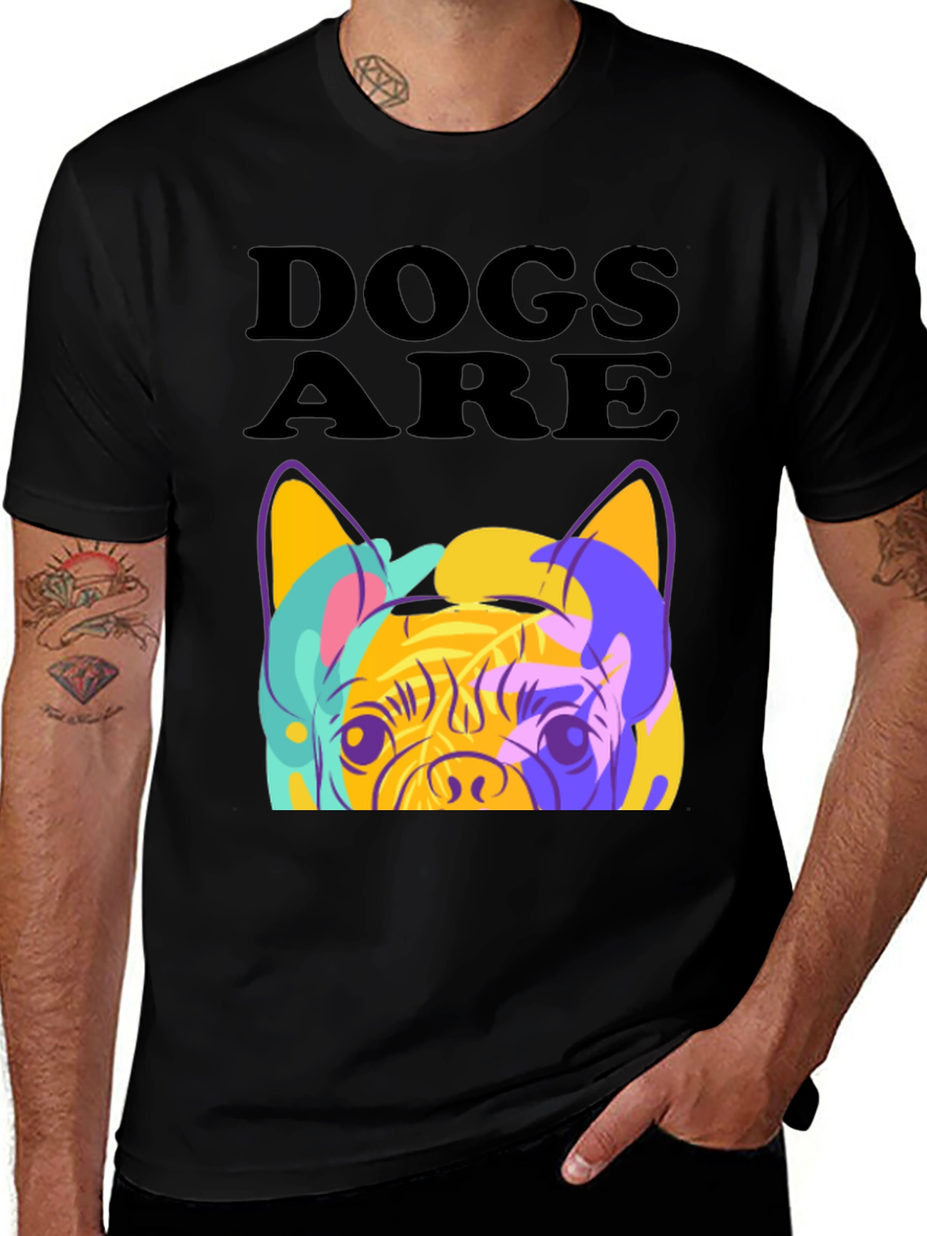 Variant 10 of Dogs Are Love Colorful Graphic Tee