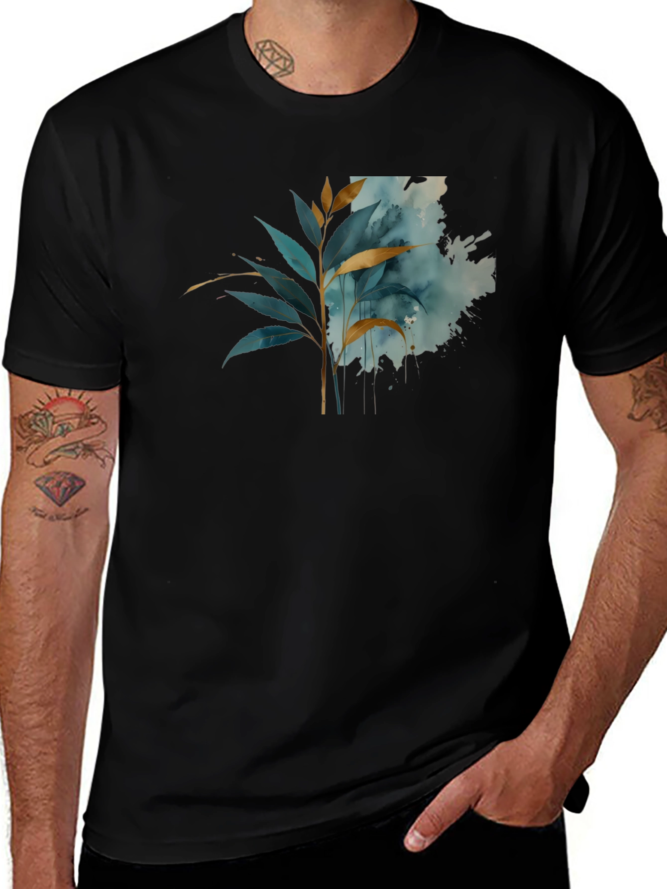 Variant 10 of Elegant Botanical Tee - Artistic Watercolor Design