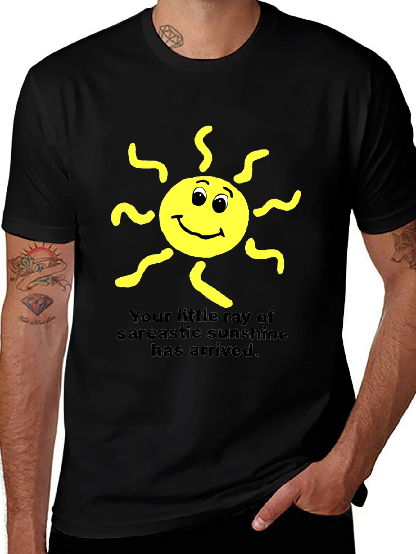 Variant 7 of Sarcastic Sunshine Graphic Tee - Black Cotton T-Shirt