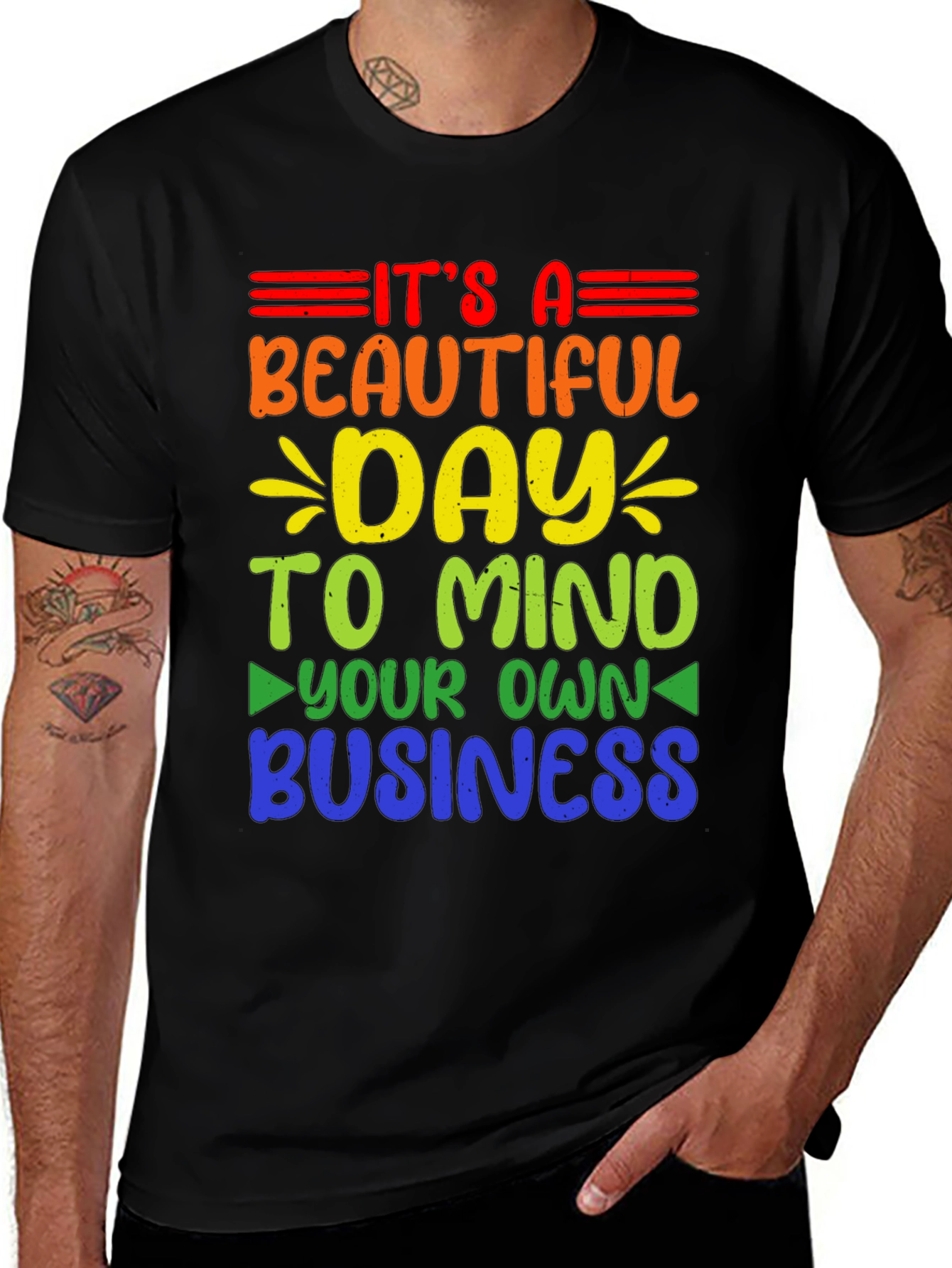 Variant 14 of Mind Your Own Business Rainbow T-Shirt
