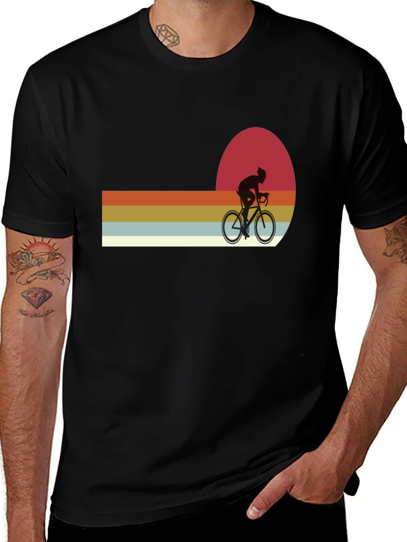Variant 23 of Retro Sunset Cyclist T-Shirt - Cool Graphic Tee