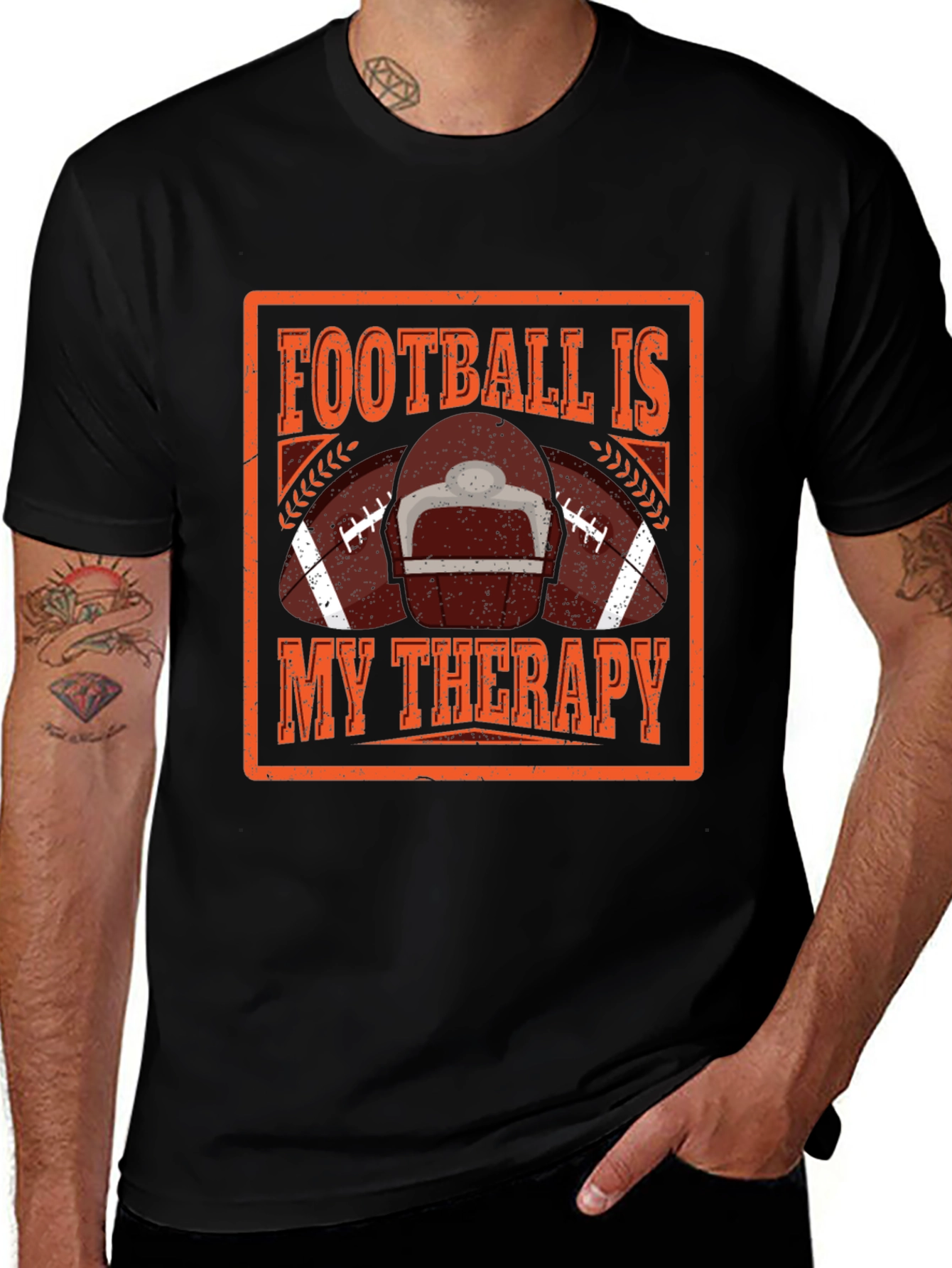 Variant 23 of Football is My Therapy Graphic T-Shirt