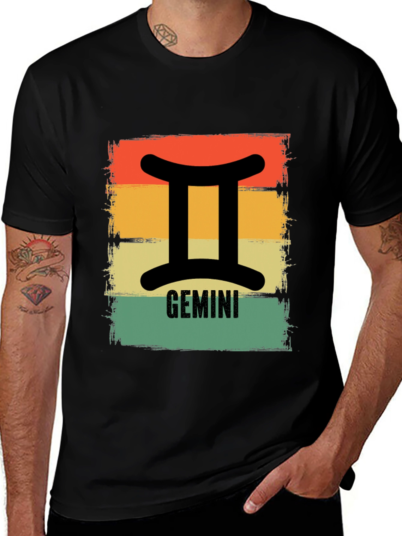 Gemini Zodiac T-Shirt Retro Style Sign Tee
