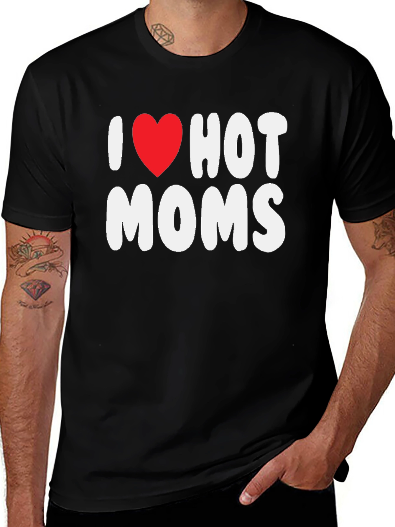 Variant 26 of I Heart Hot Moms Black T-Shirt