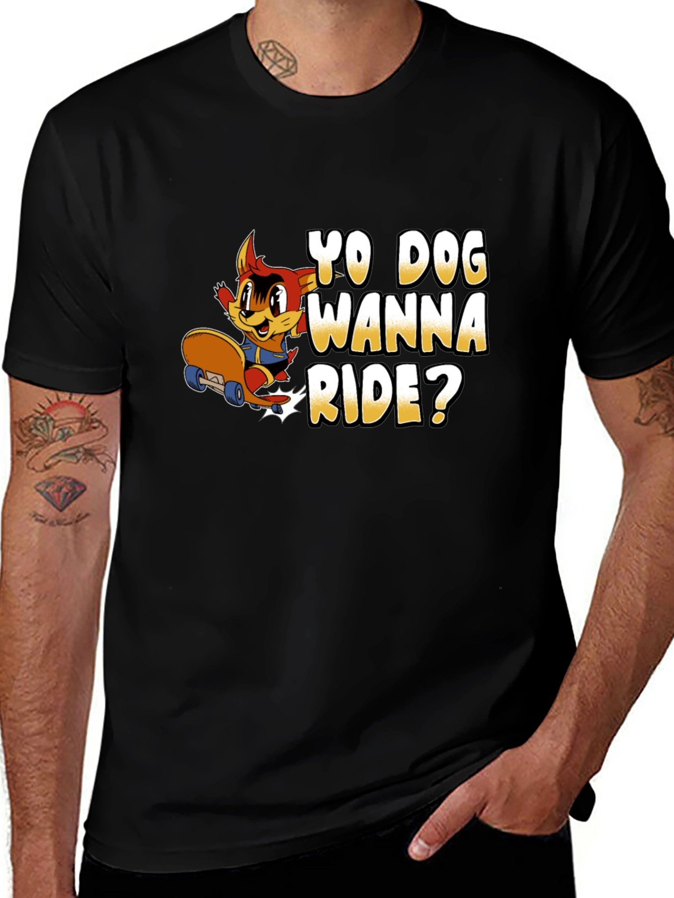 Variant 19 of Yo Dog Wanna Ride? Black T-Shirt