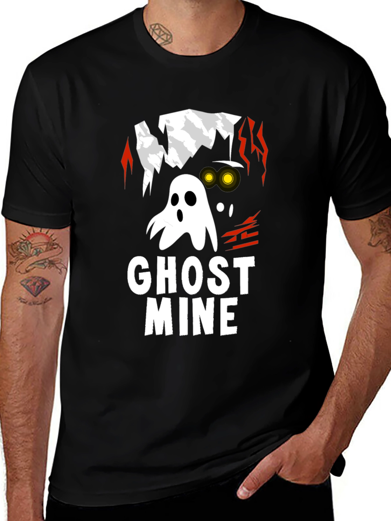 Variant 18 of Ghost Mine Graphic Tee - Spooky Season Style