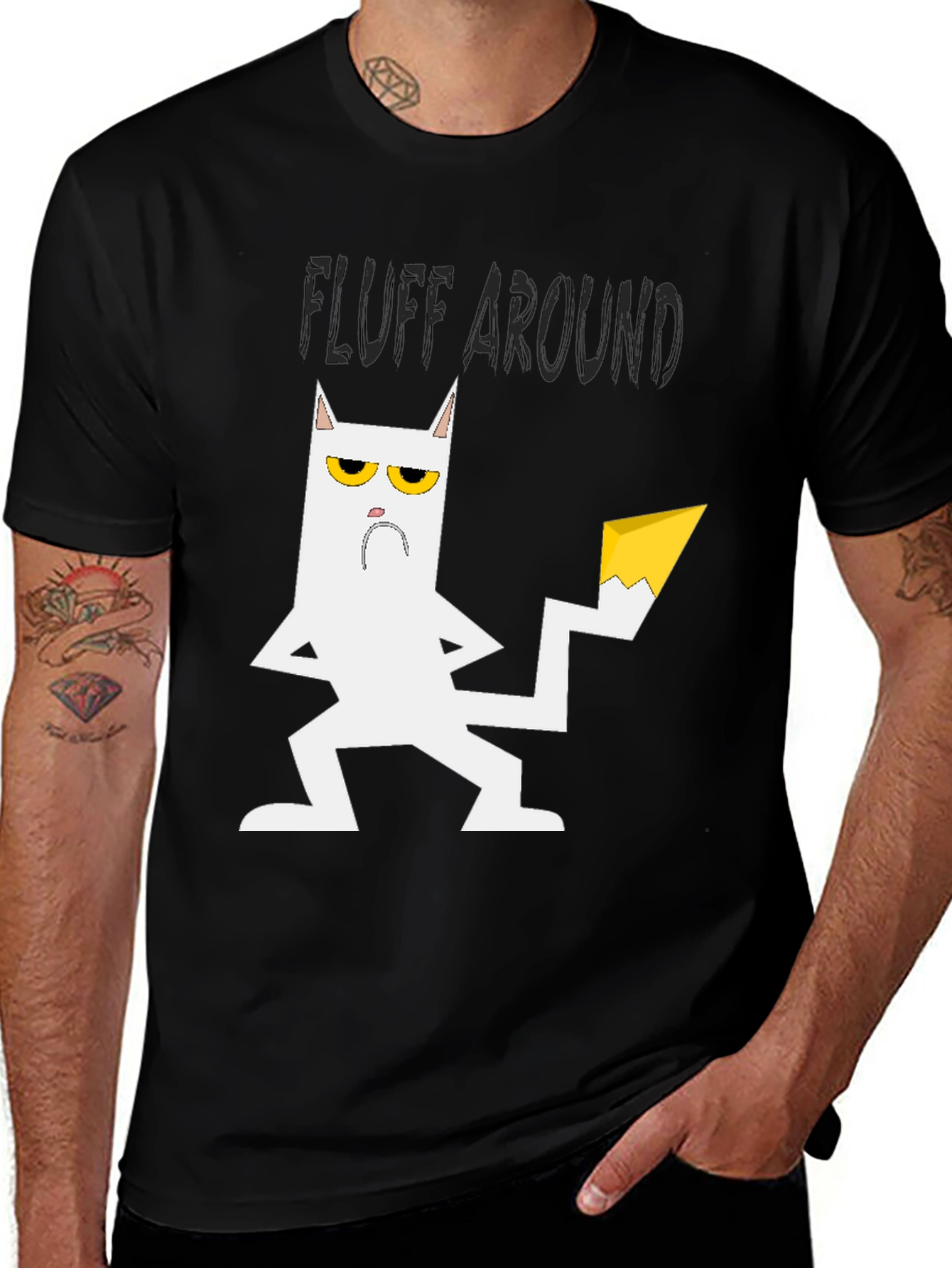 Variant 28 of Fluff Around Graphic Tee - Men's Black T-Shirt