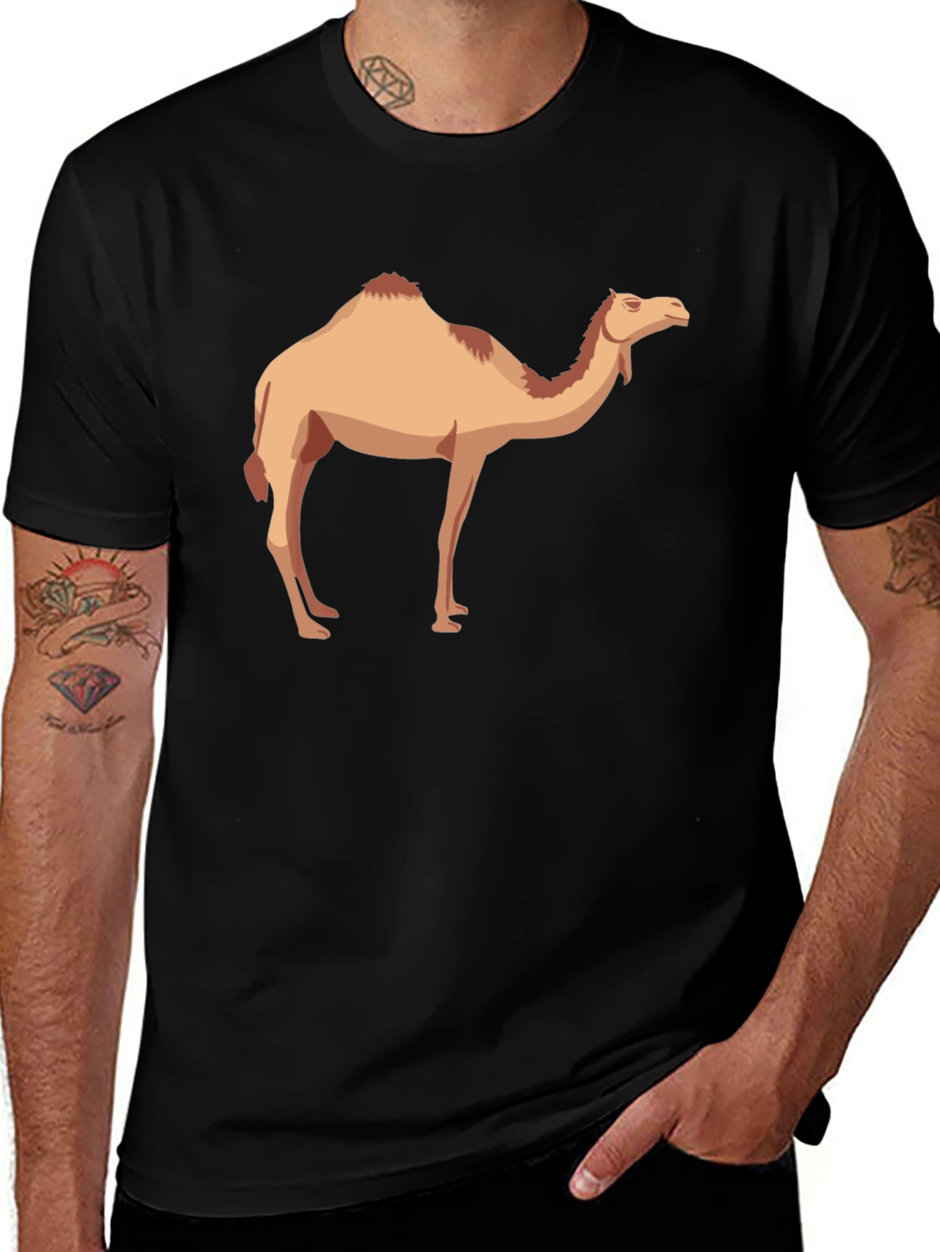 Variant 24 of Camel Graphic Tee - Black Cotton T-Shirt