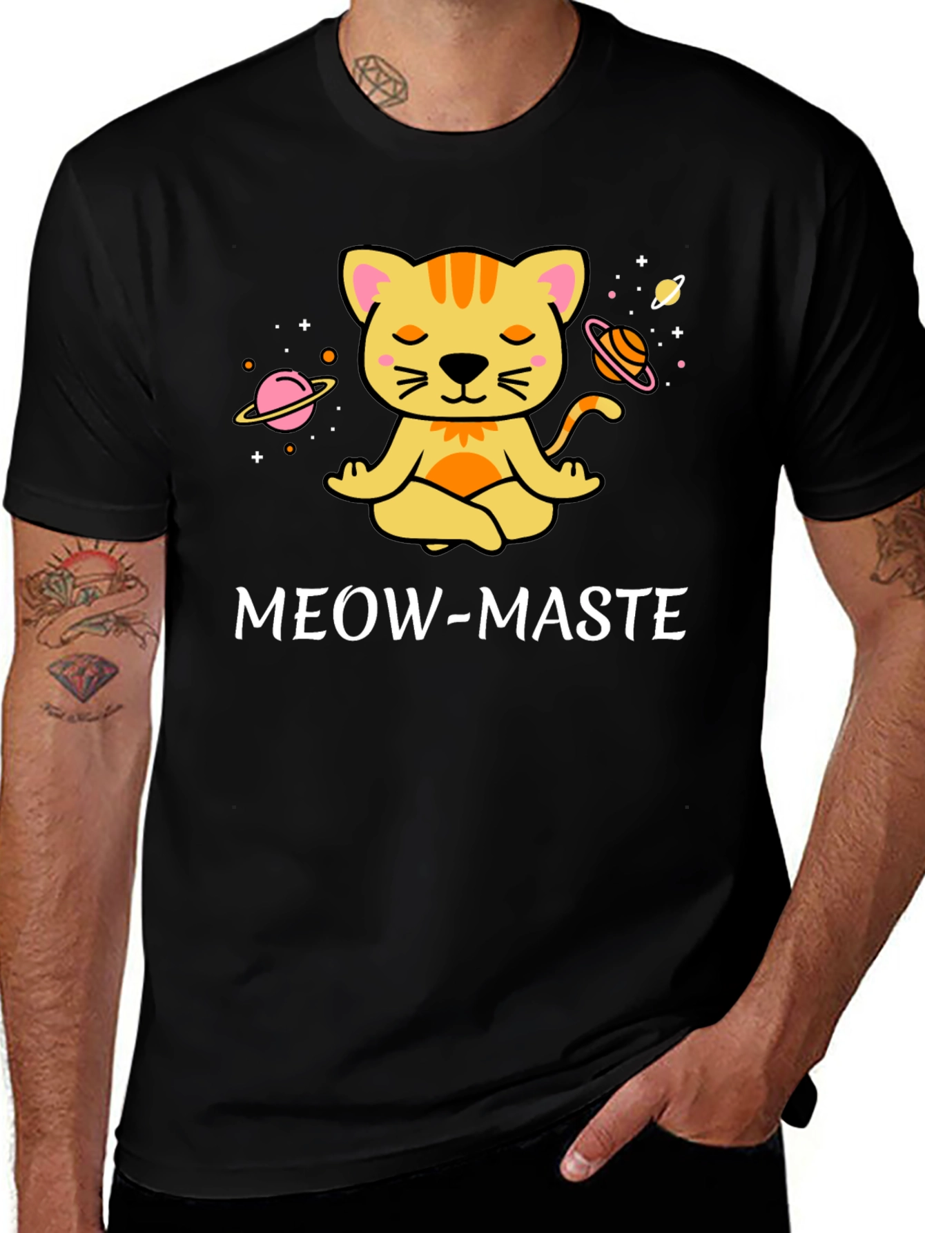 Variant 8 of Meow-Maste Cat Meditation T-Shirt, Yoga Kitty Tee