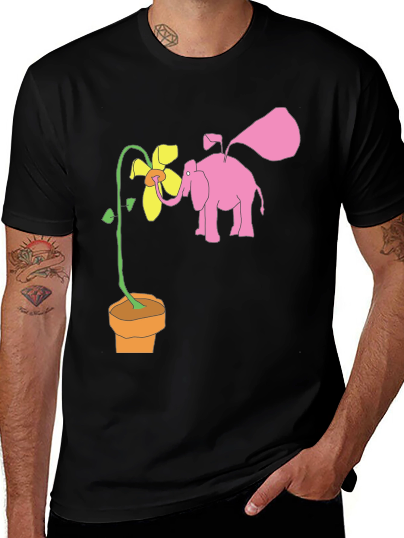 Variant 25 of Elephant Flower Graphic T-Shirt - Casual Tee