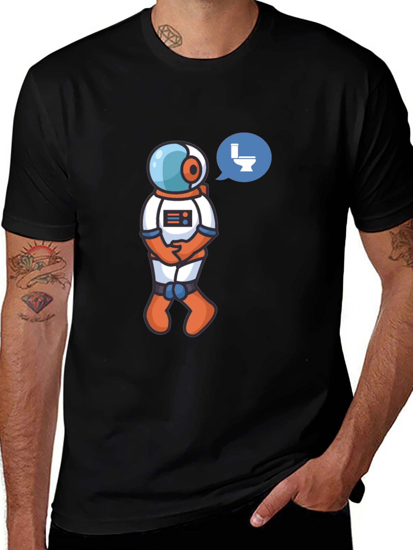 Variant 27 of Astronaut Toilet Humor T-Shirt - Black