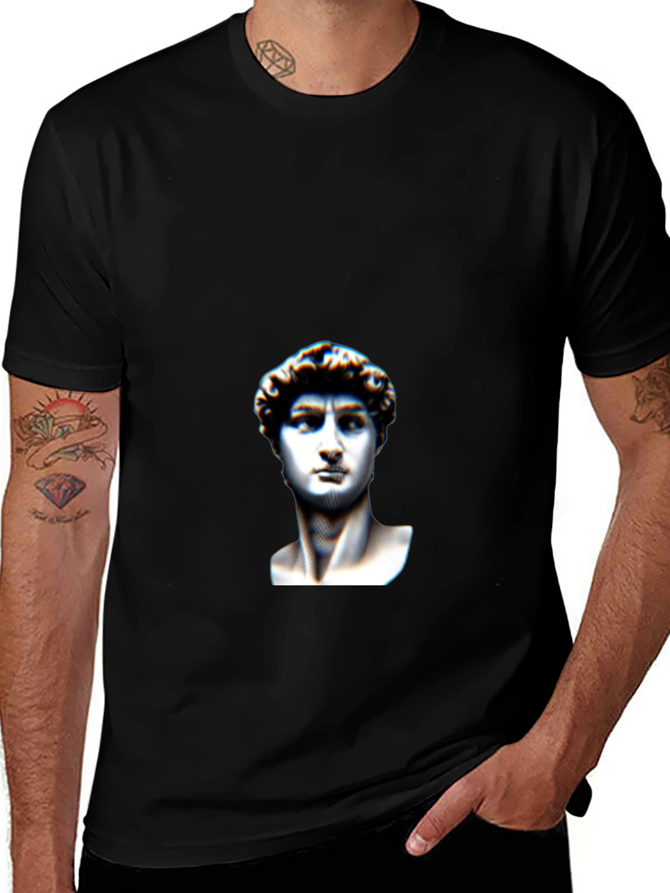 Variant 9 of David Statue Graphic Black T-Shirt
