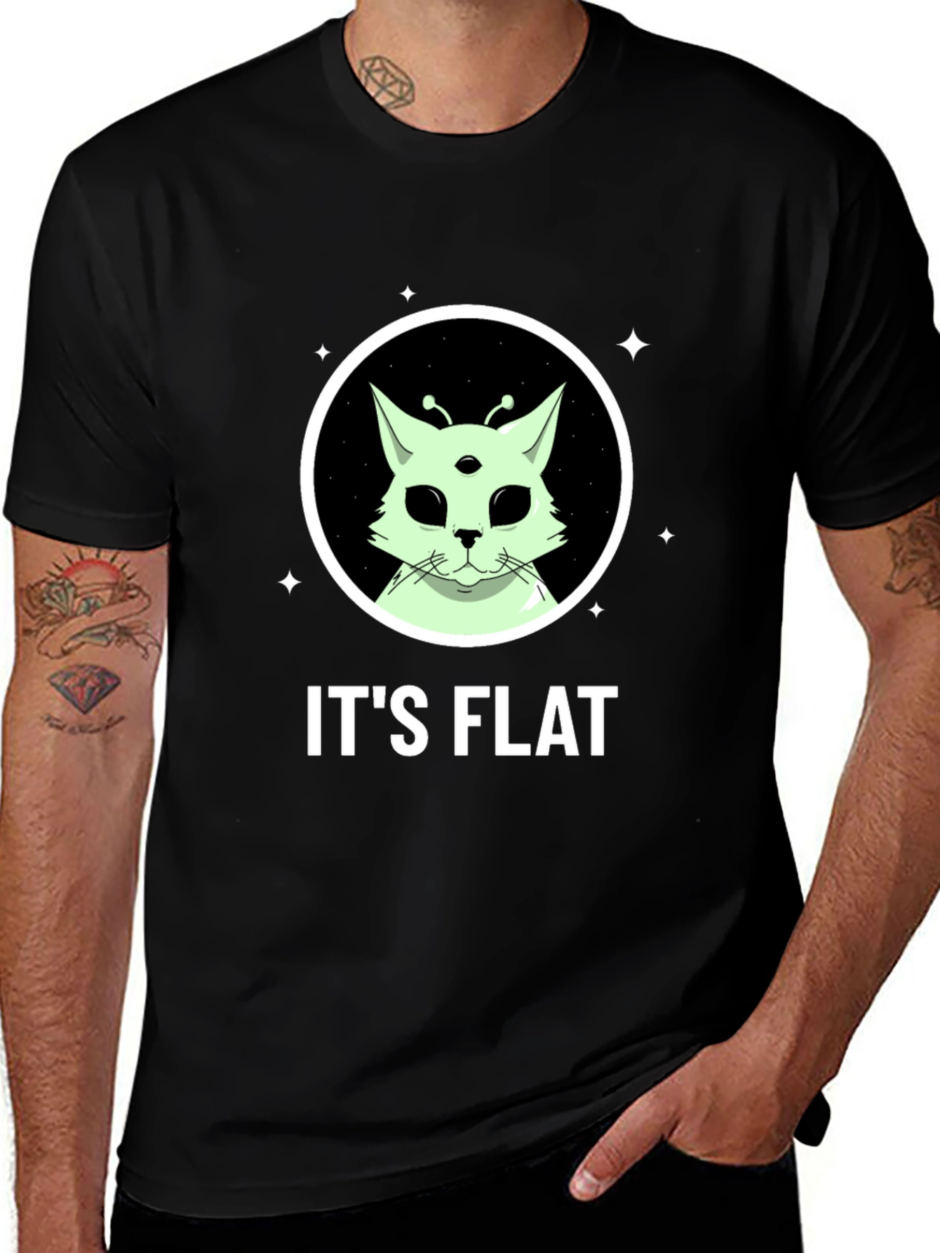 Variant 23 of It's Flat Alien Cat Graphic Tee