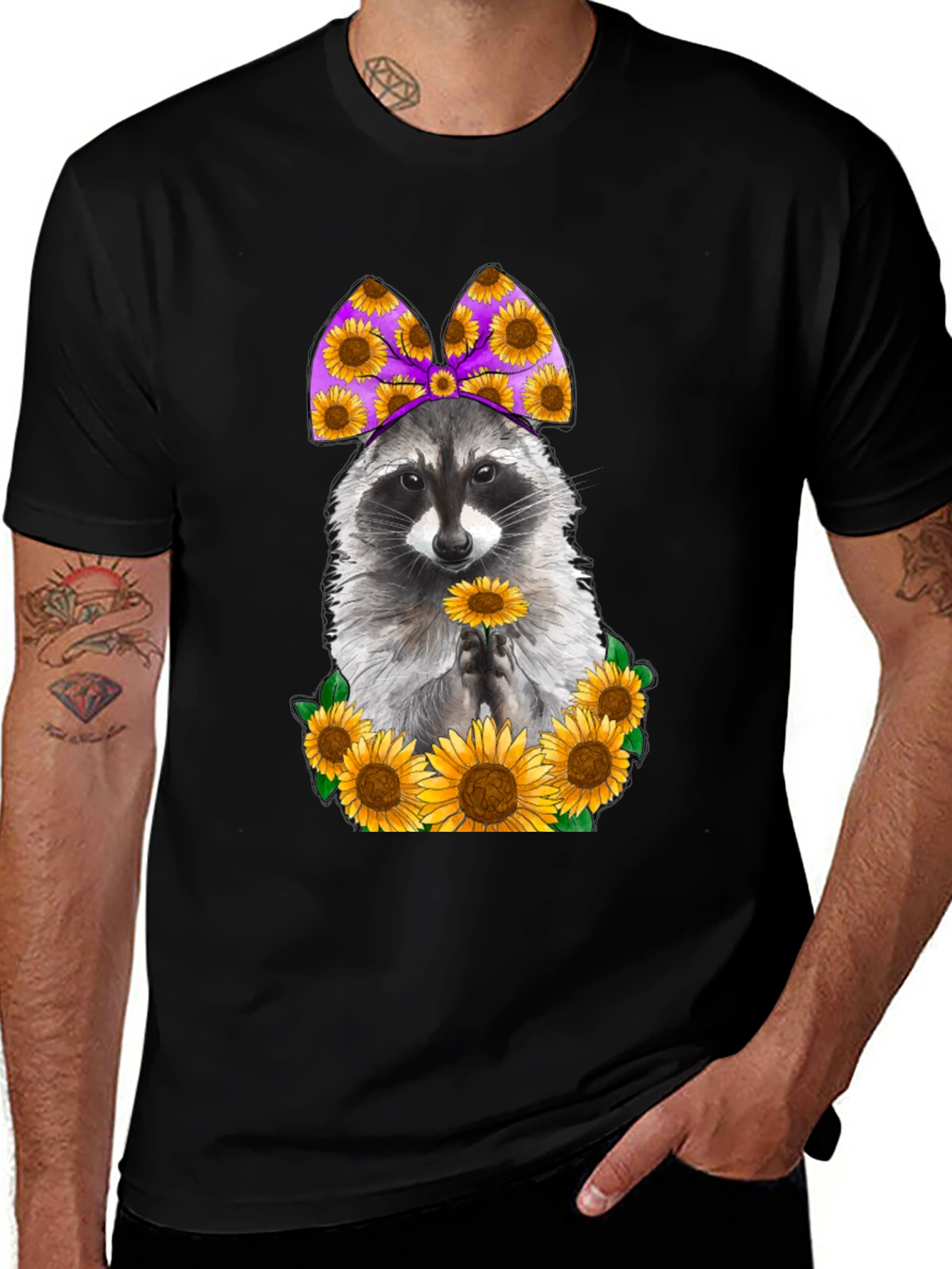 Variant 15 of Raccoon Sunflower Graphic T-Shirt