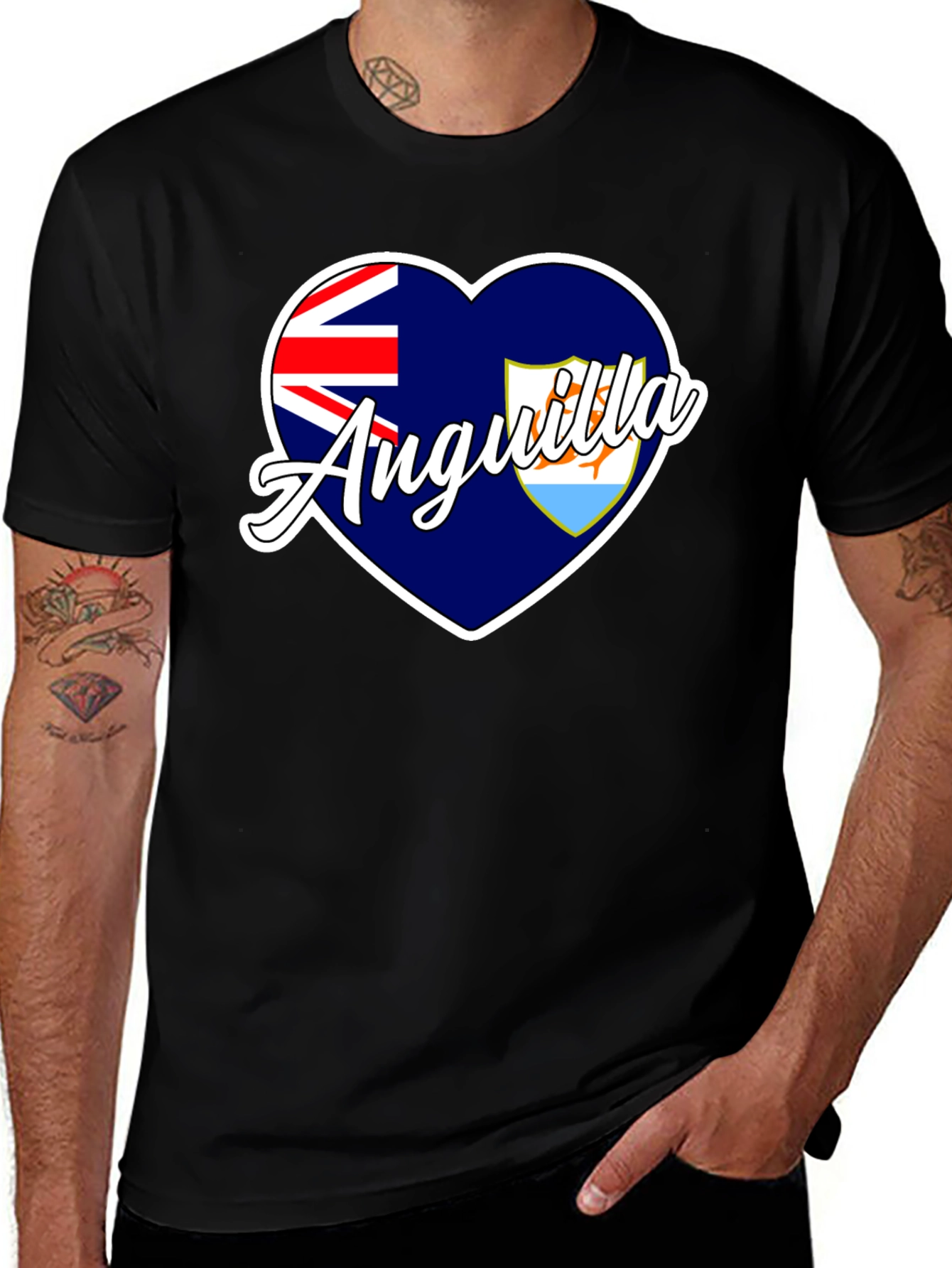 Anguilla Flag Heart T-Shirt