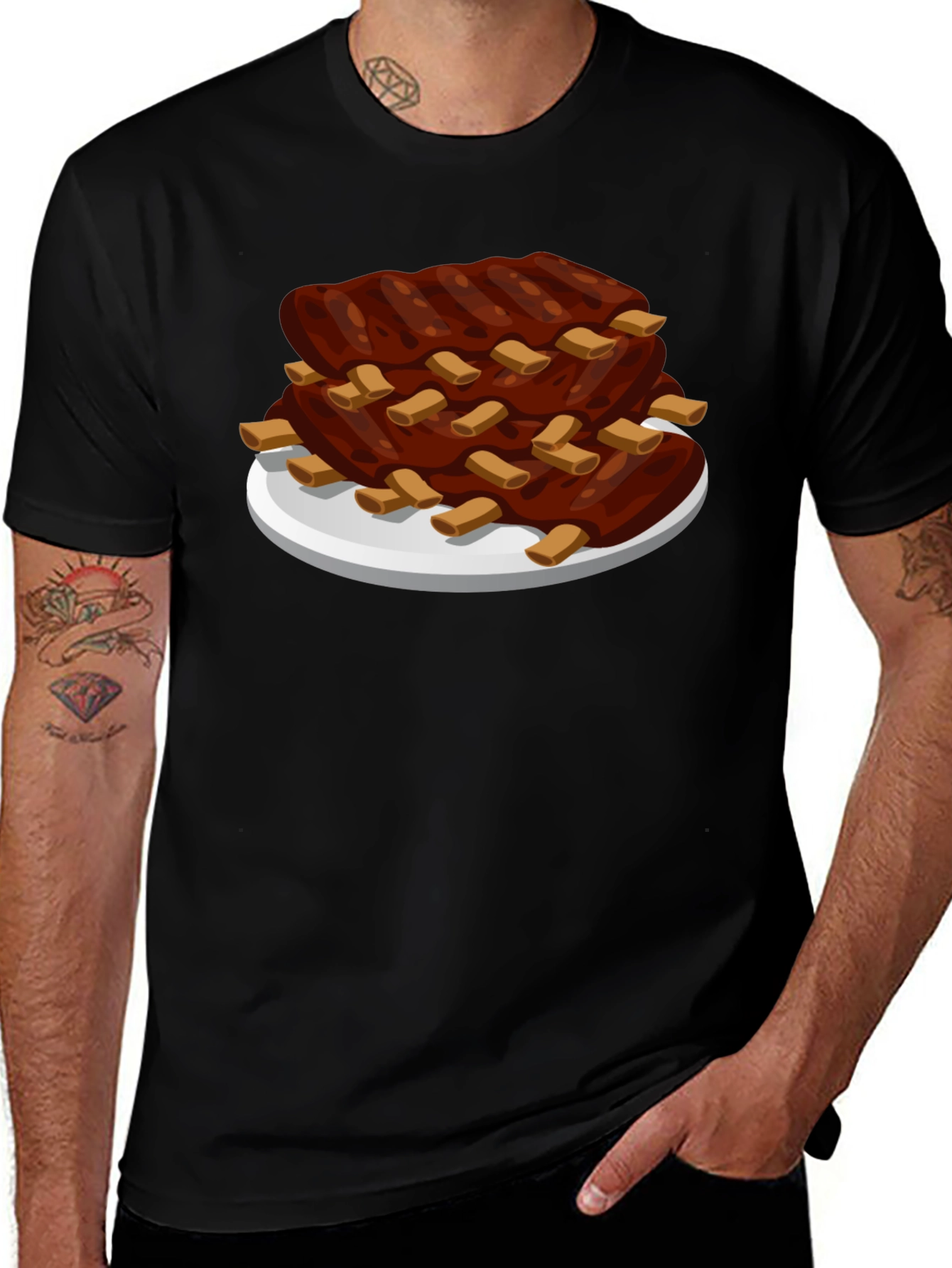 Cartoon Ribs T-Shirt - BBQ Lover's Tee