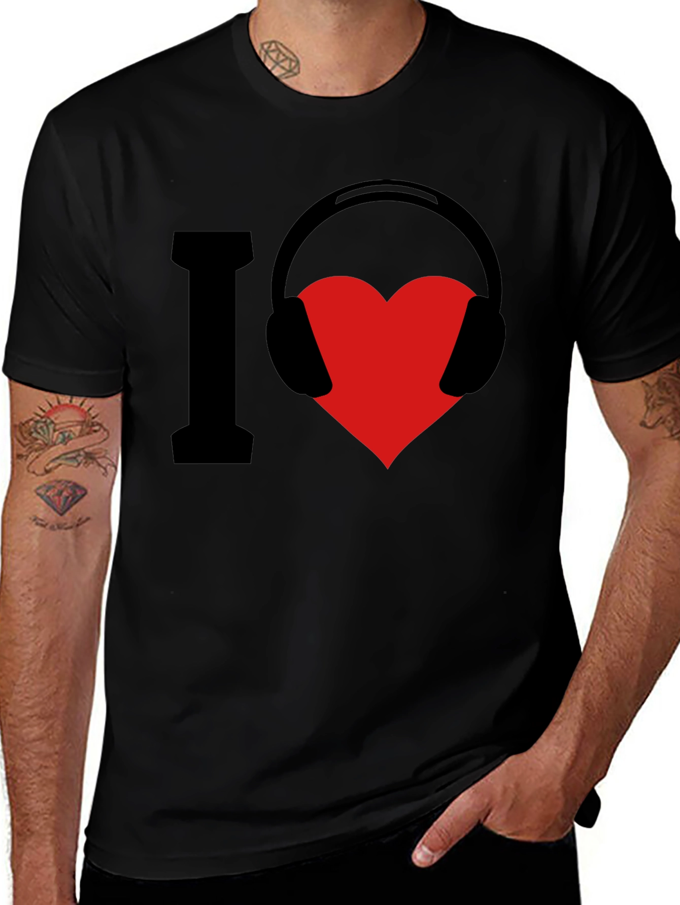 Variant 24 of I Love Music Graphic Tee - Black
