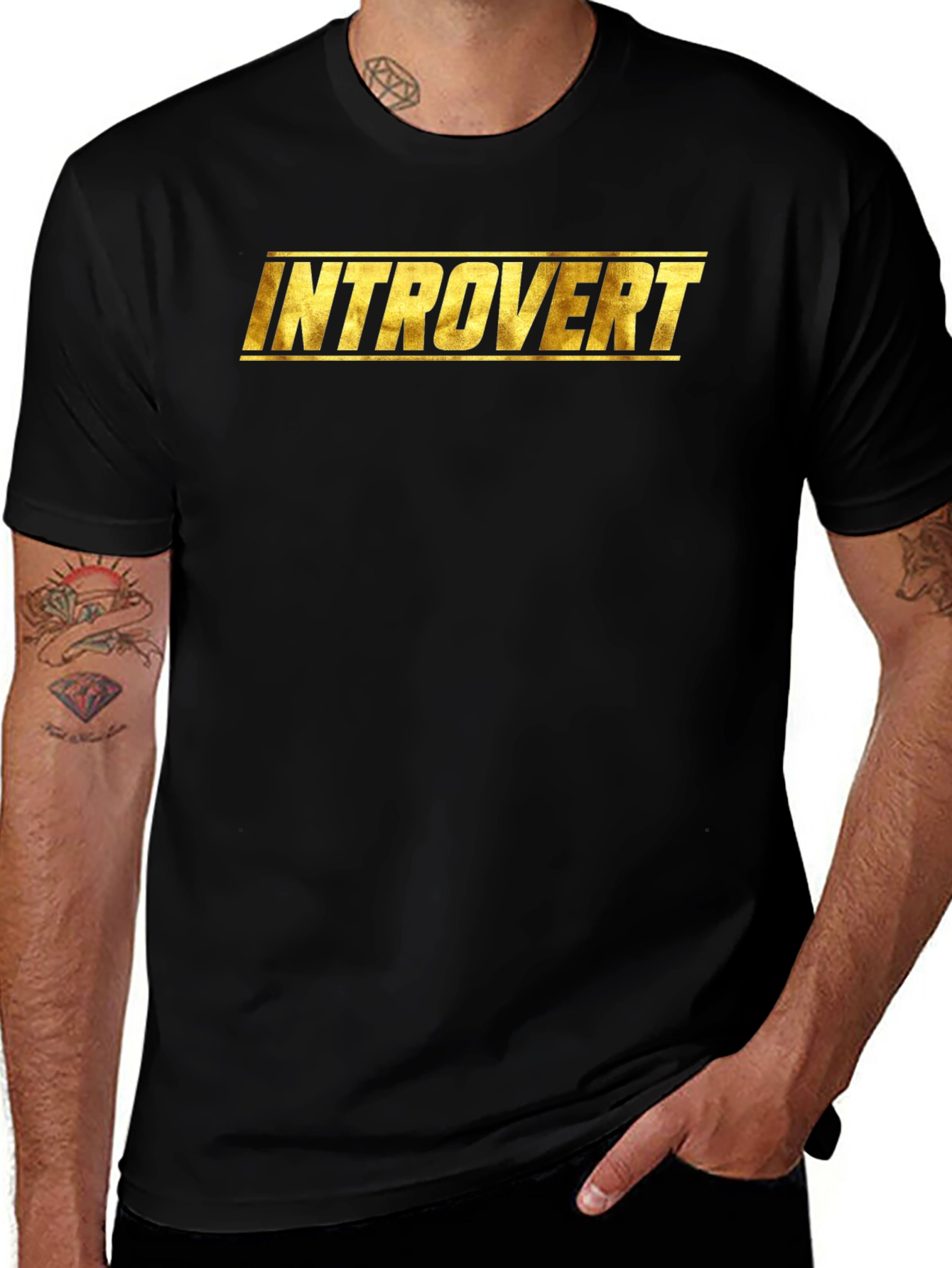 Variant 9 of Introvert Graphic Tee - Black Casual T-Shirt
