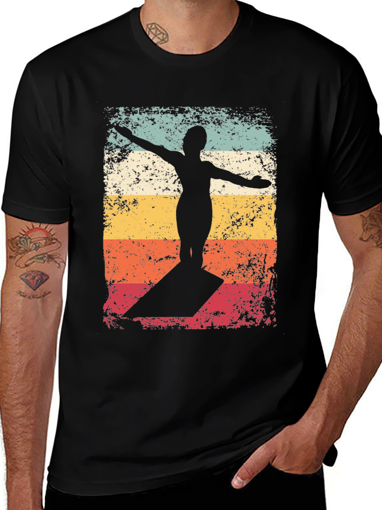 Variant 6 of Vintage Style Gymnastics Silhouette T-Shirt