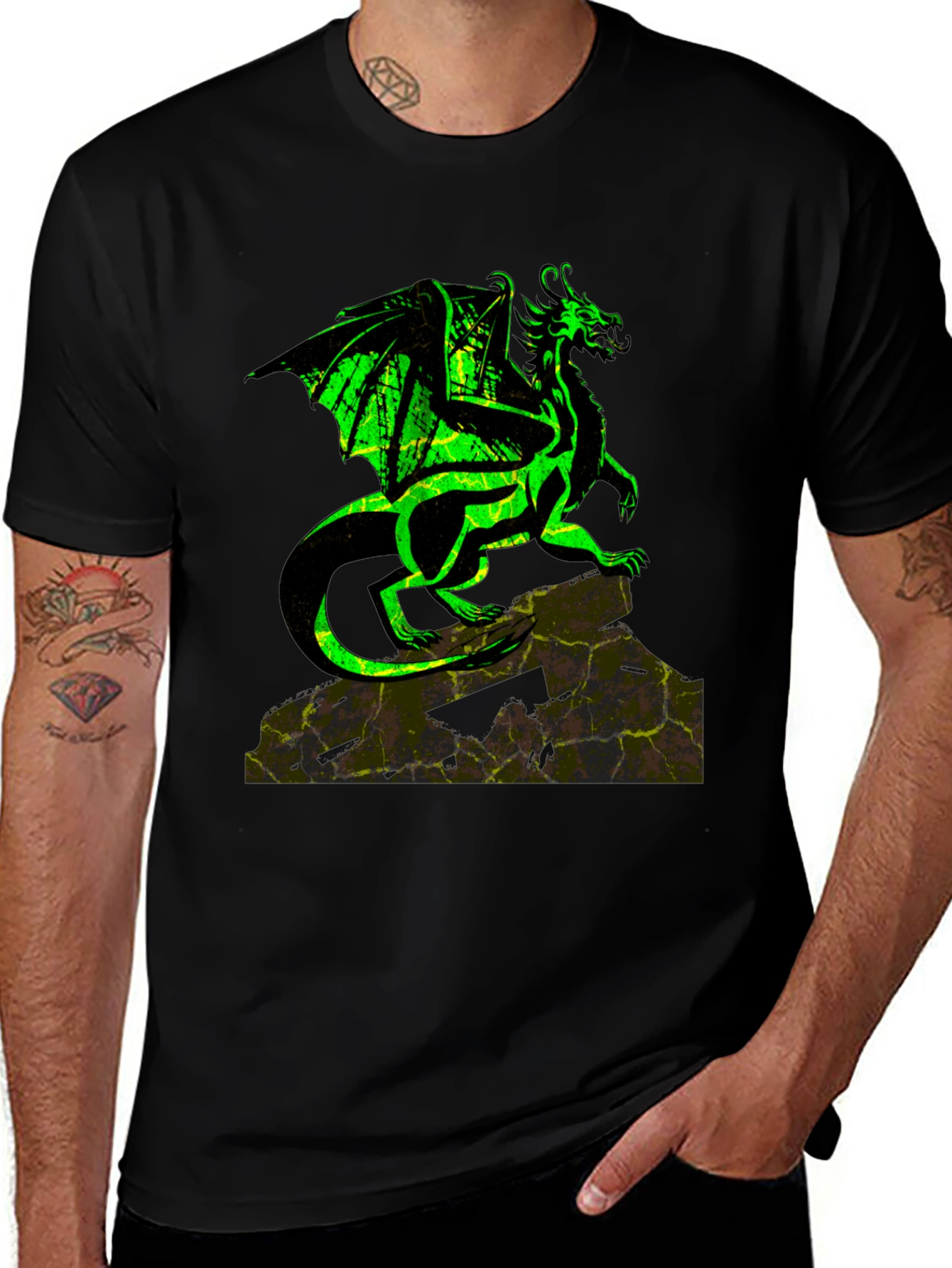 Variant 17 of Dragon Graphic Tee - Black Cotton T-Shirt