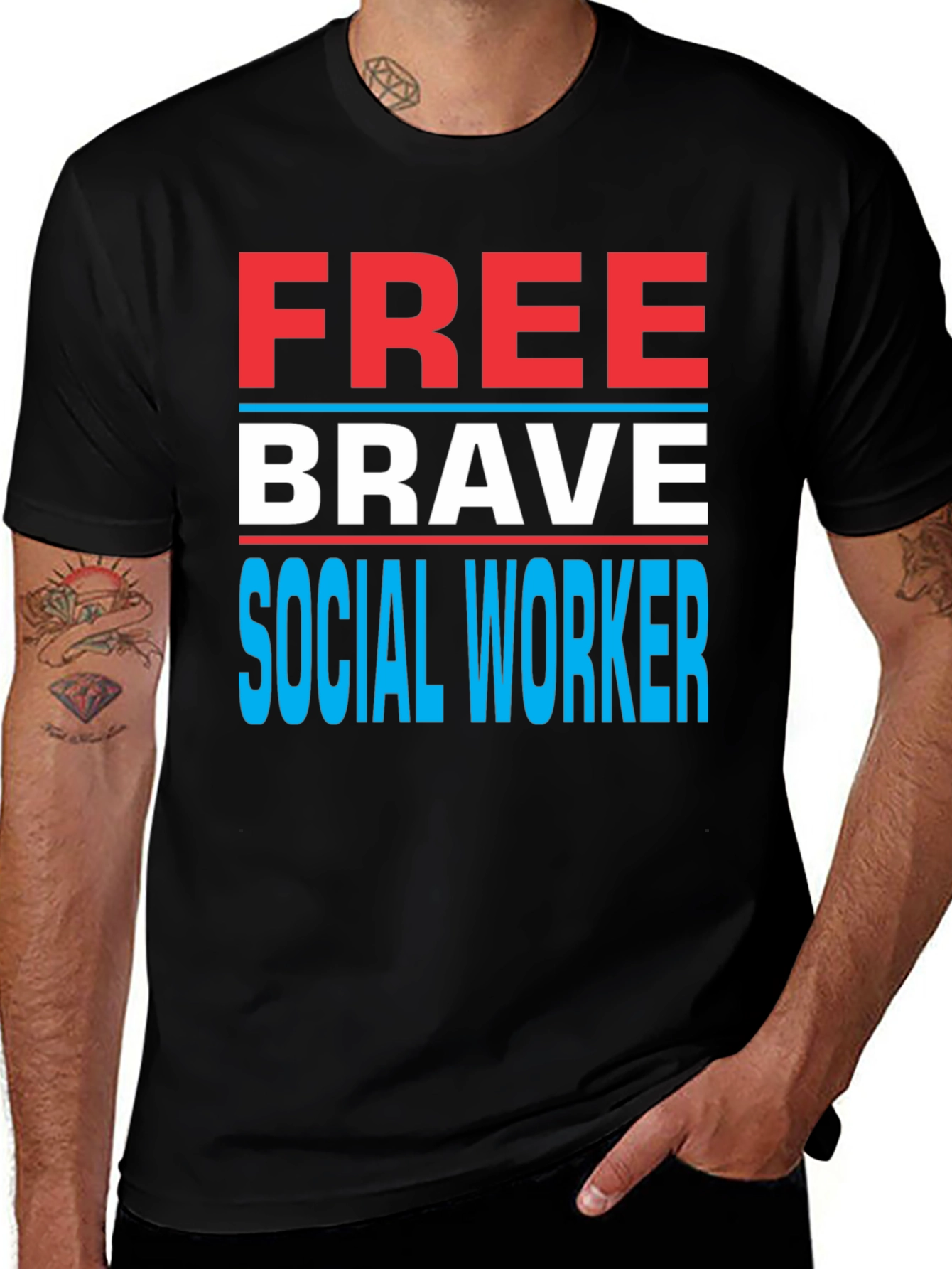 Variant 28 of Free Brave Social Worker Graphic T-Shirt
