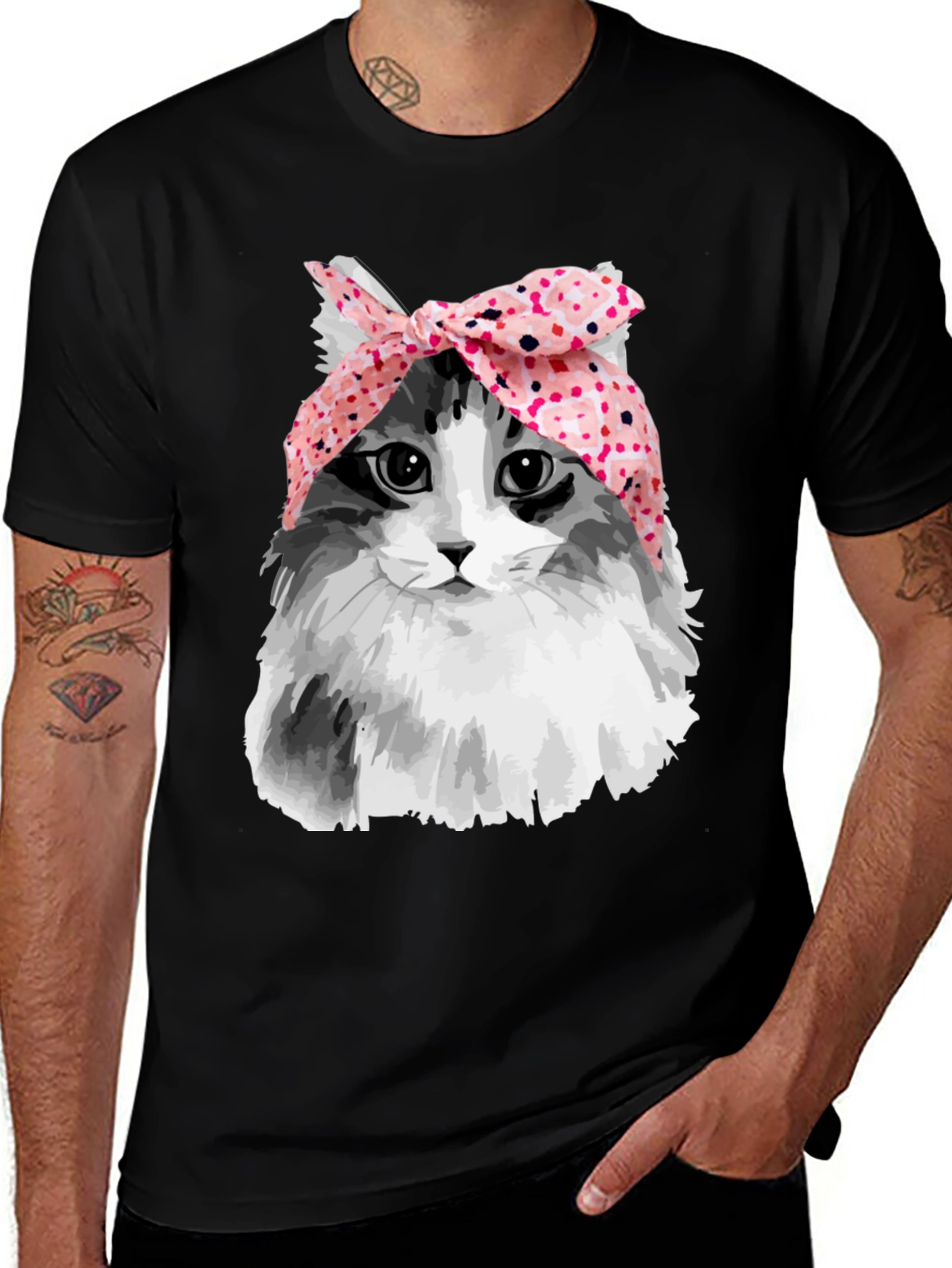 Variant 26 of Cat with Headscarf T-Shirt - Unique Graphic Tee
