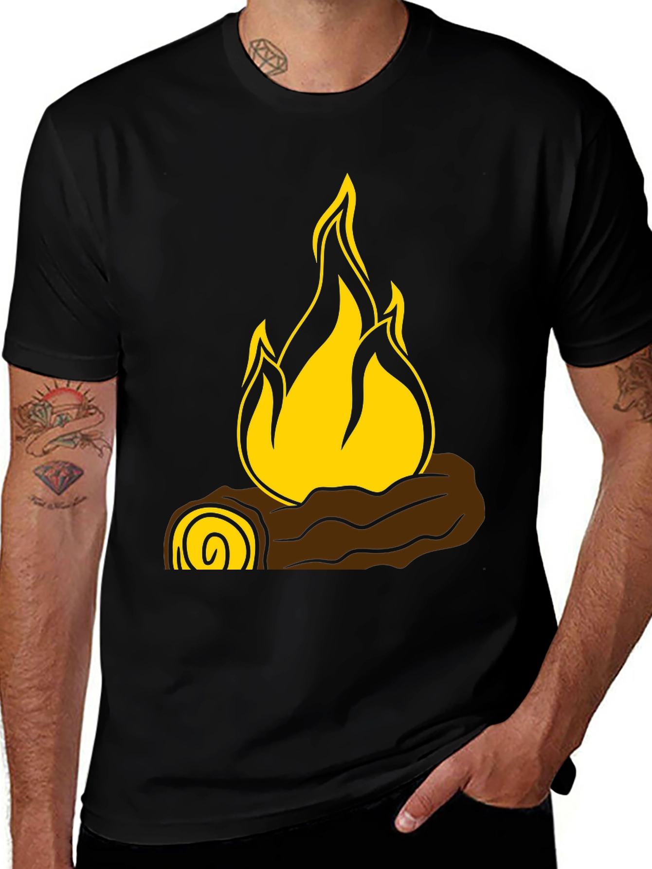 Campfire Graphic T-Shirt - Black Cotton Tee