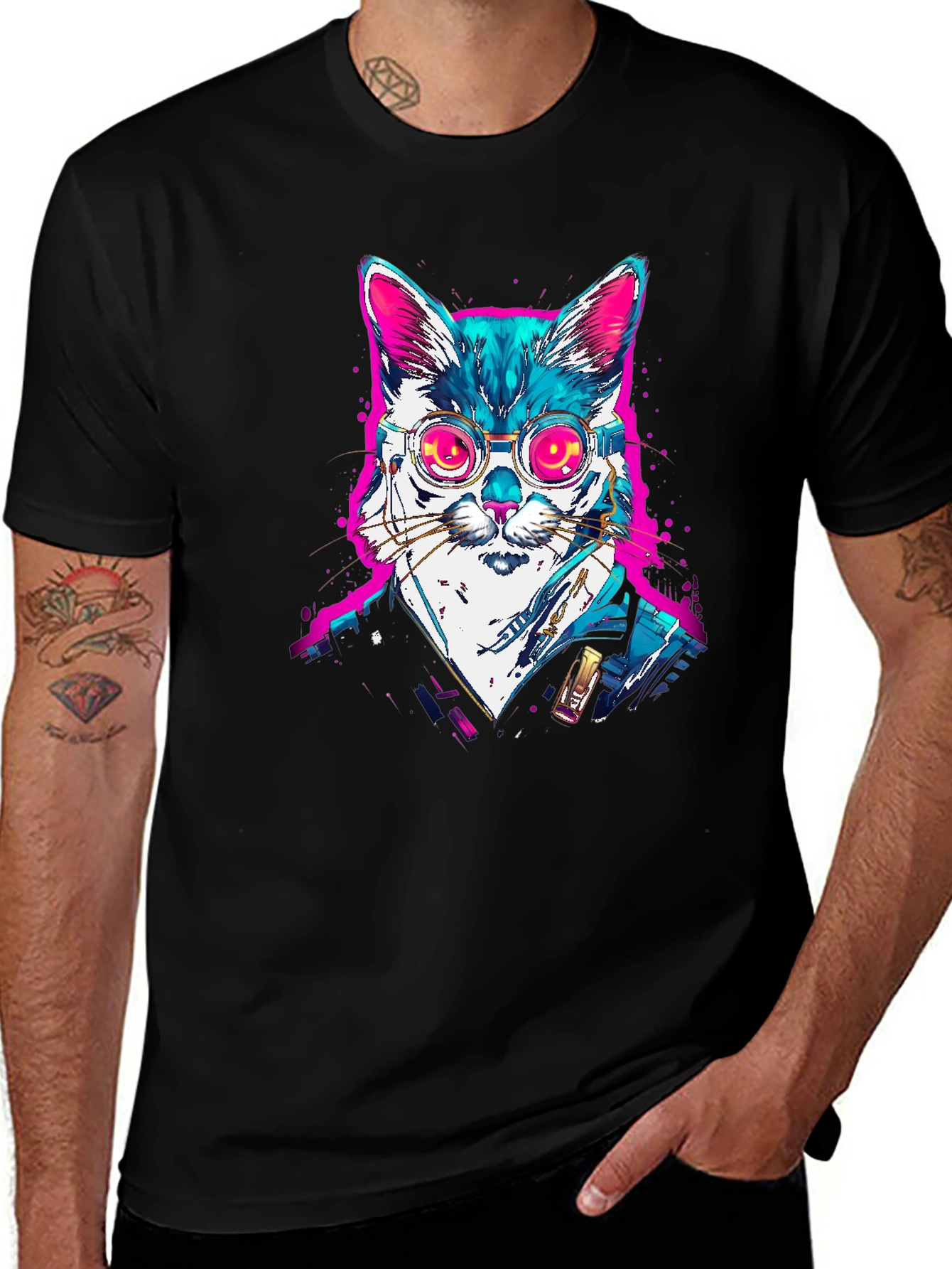 Variant 14 of Cool Cat Graphic T-Shirt - Black