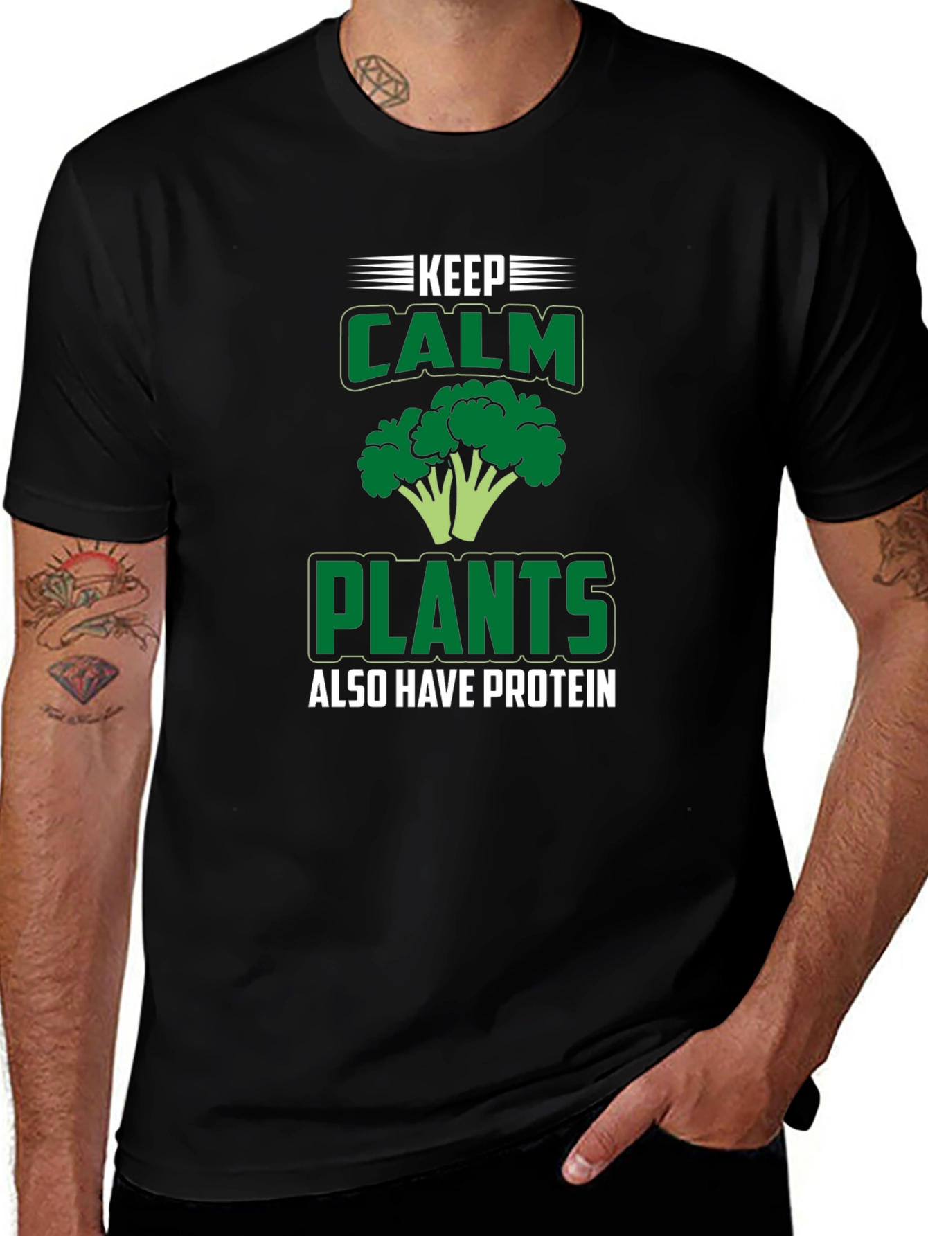 Keep Calm Plants Have Protein T-Shirt - Vegan Tee