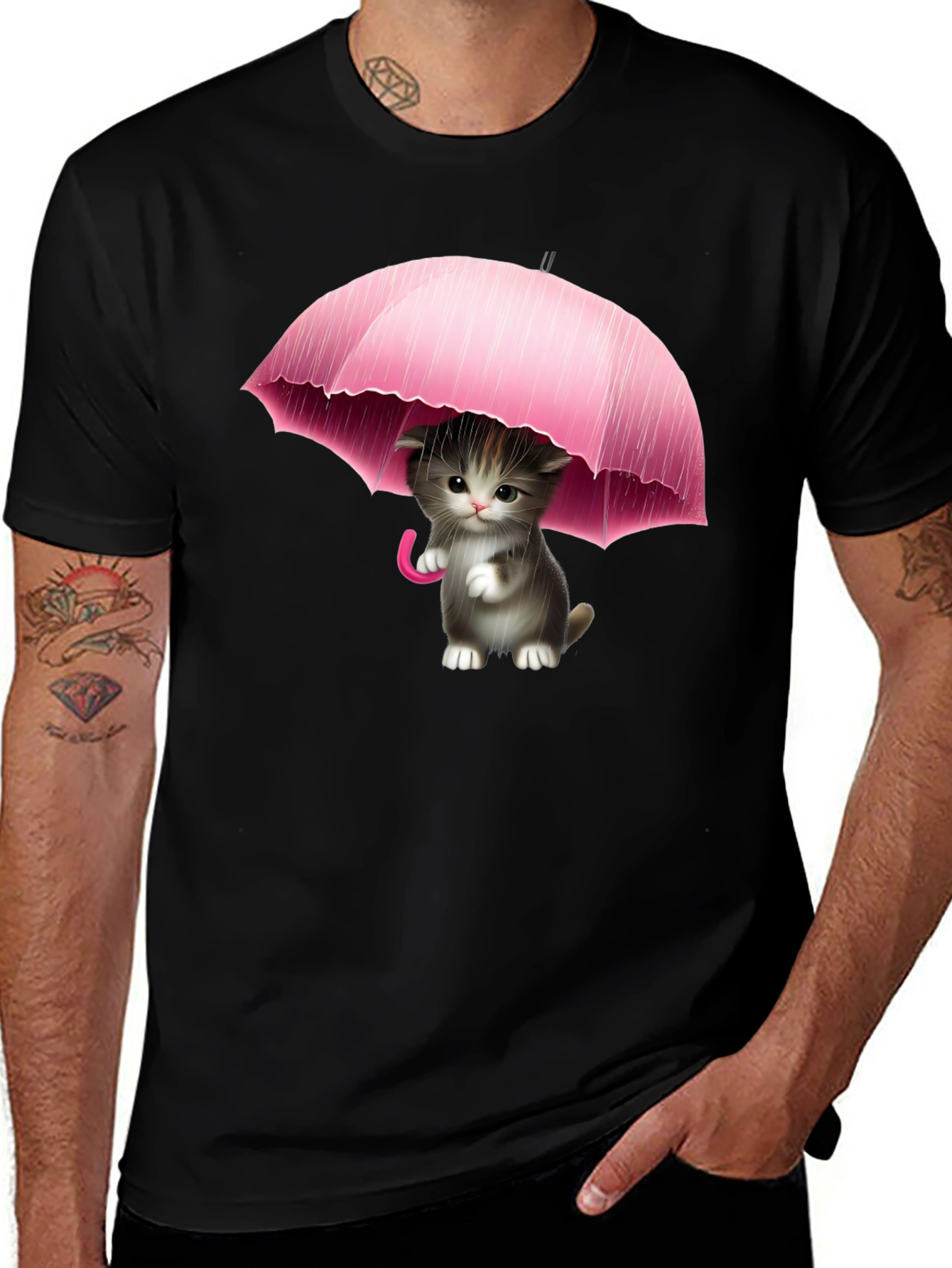 Variant 27 of Cute Kitten Under Umbrella T-Shirt