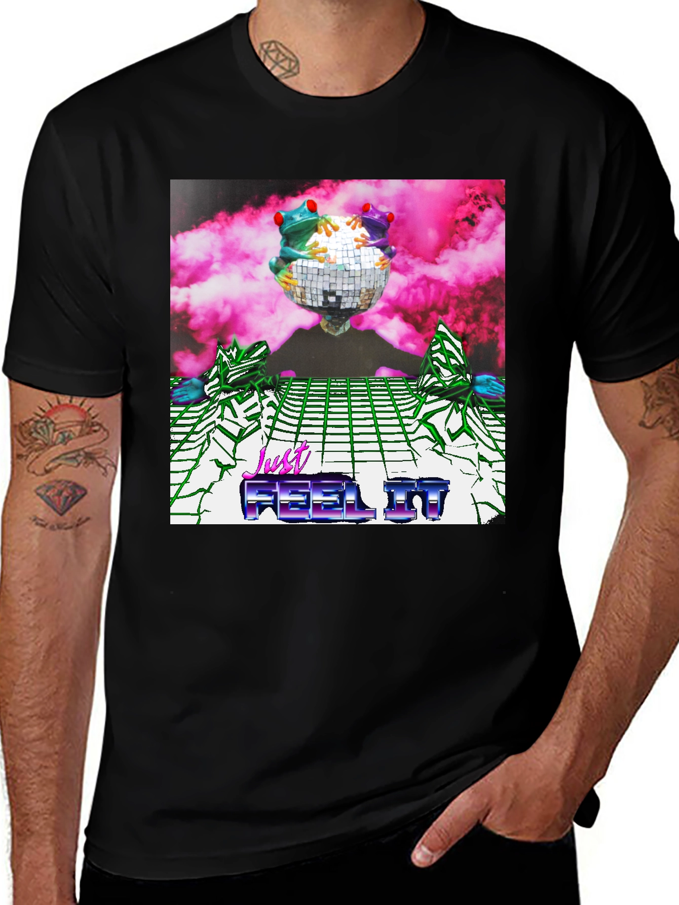 Variant 29 of Retro Frogs Disco Ball Graphic Tee