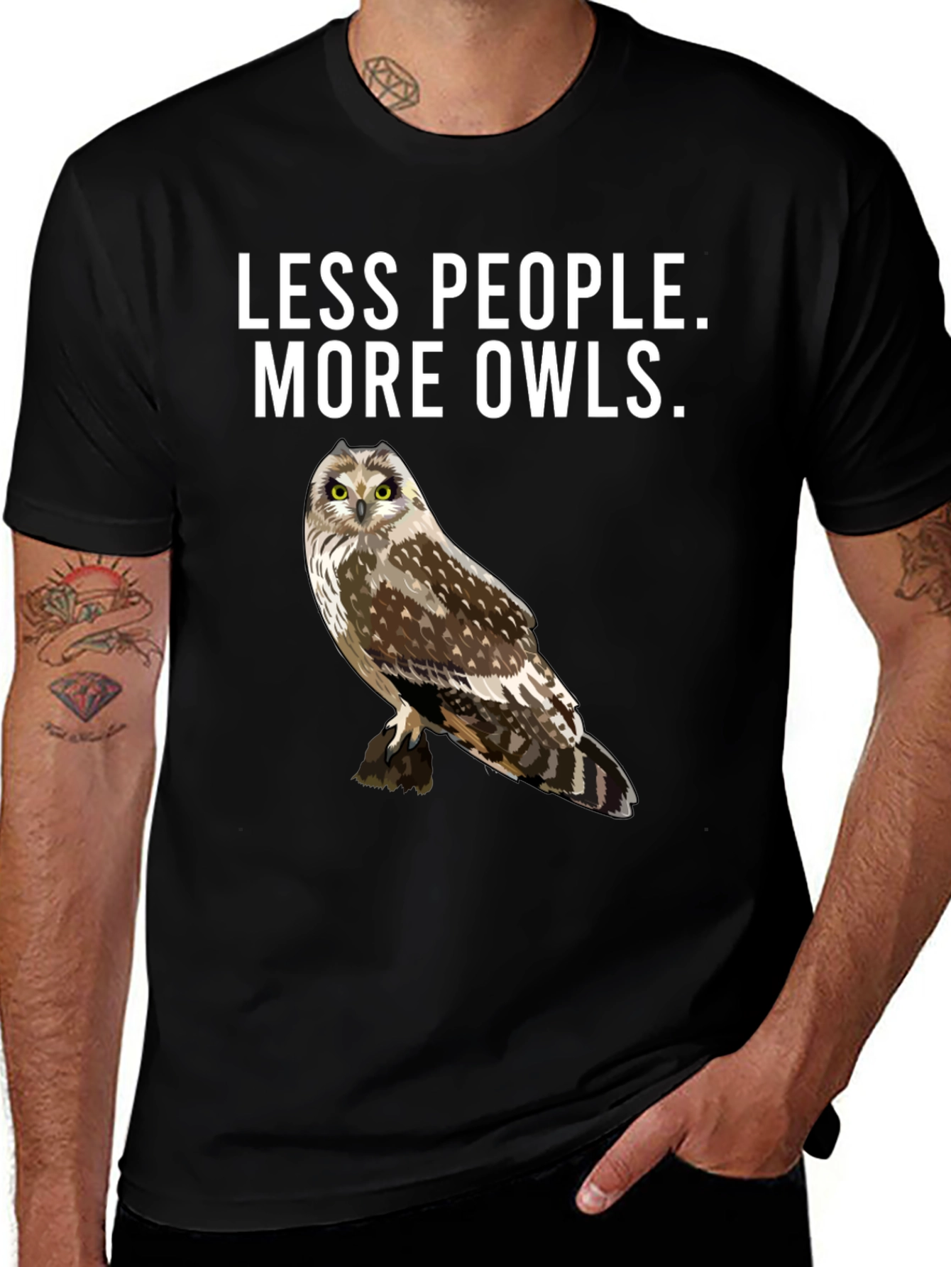 Variant 13 of Less People More Owls Graphic T-Shirt - Bird Lover Tee