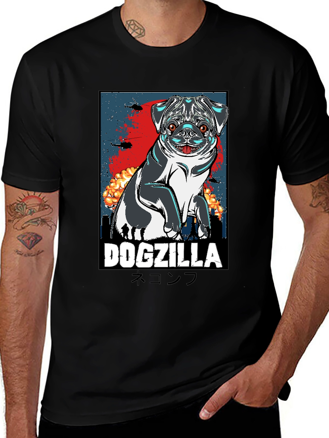 Dogzilla Graphic Tee - Pugzilla Funny T-Shirt